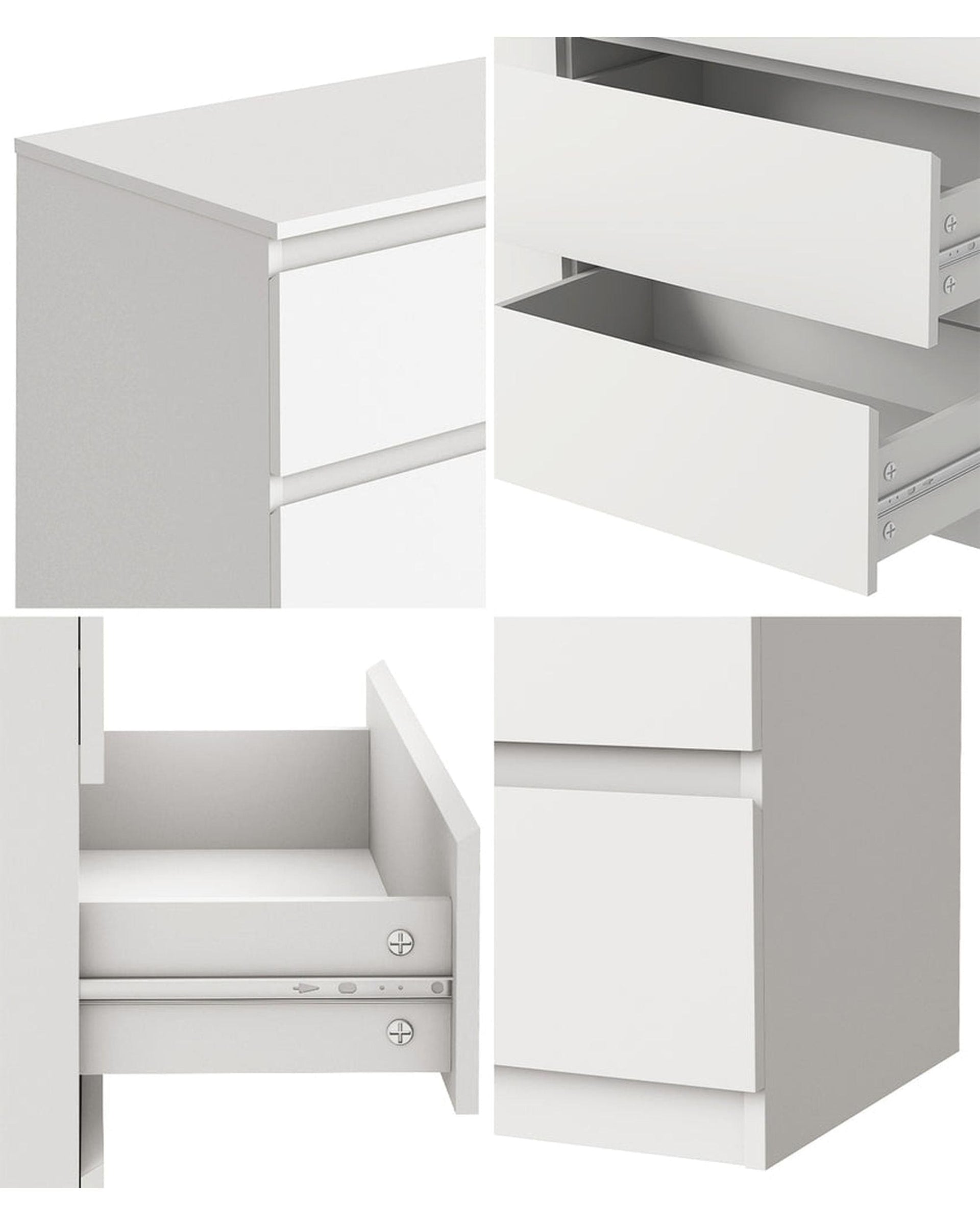Oikiture Chest of Drawers LILLY 6 Chest of Drawers Lowboy Dresser Table Bedroom White