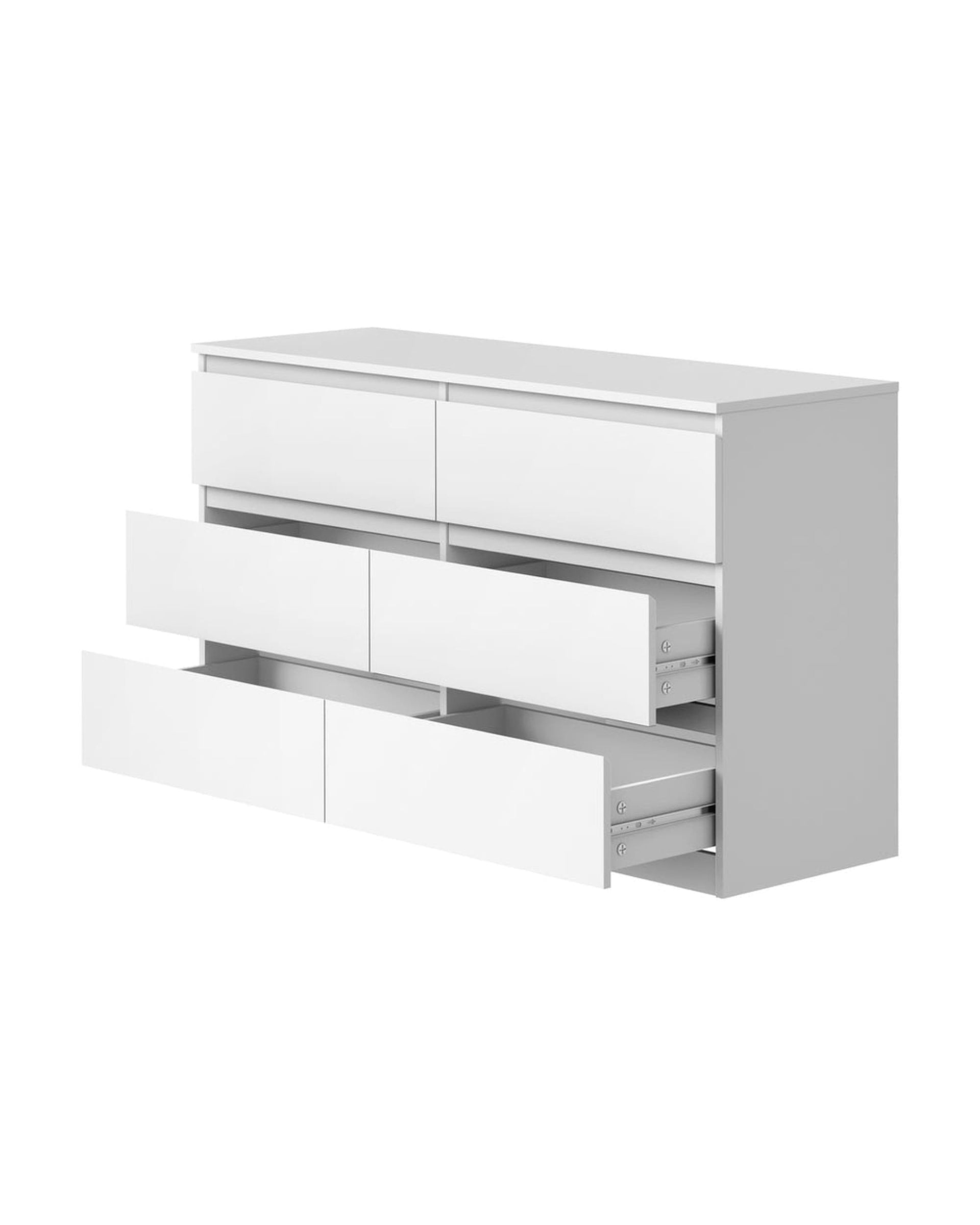 Oikiture Chest of Drawers LILLY 6 Chest of Drawers Lowboy Dresser Table Bedroom White