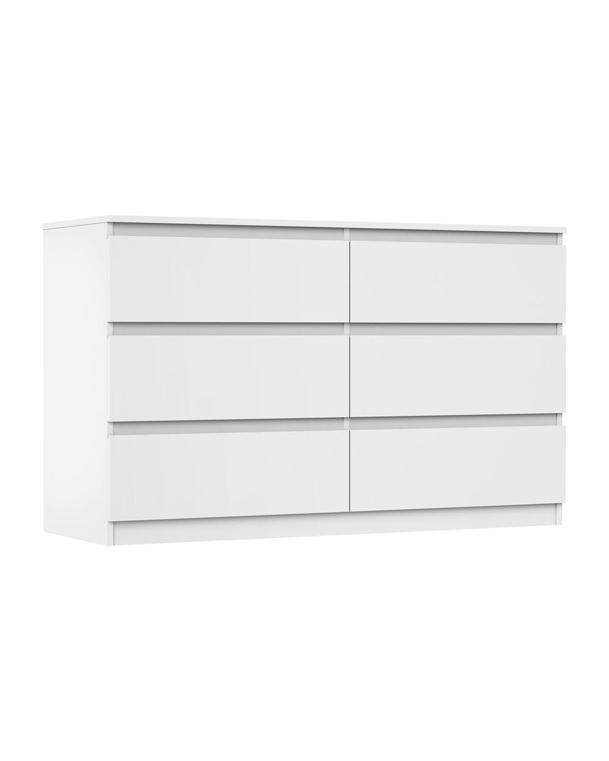 Oikiture Chest of Drawers LILLY 6 Chest of Drawers Lowboy Dresser Table Bedroom White