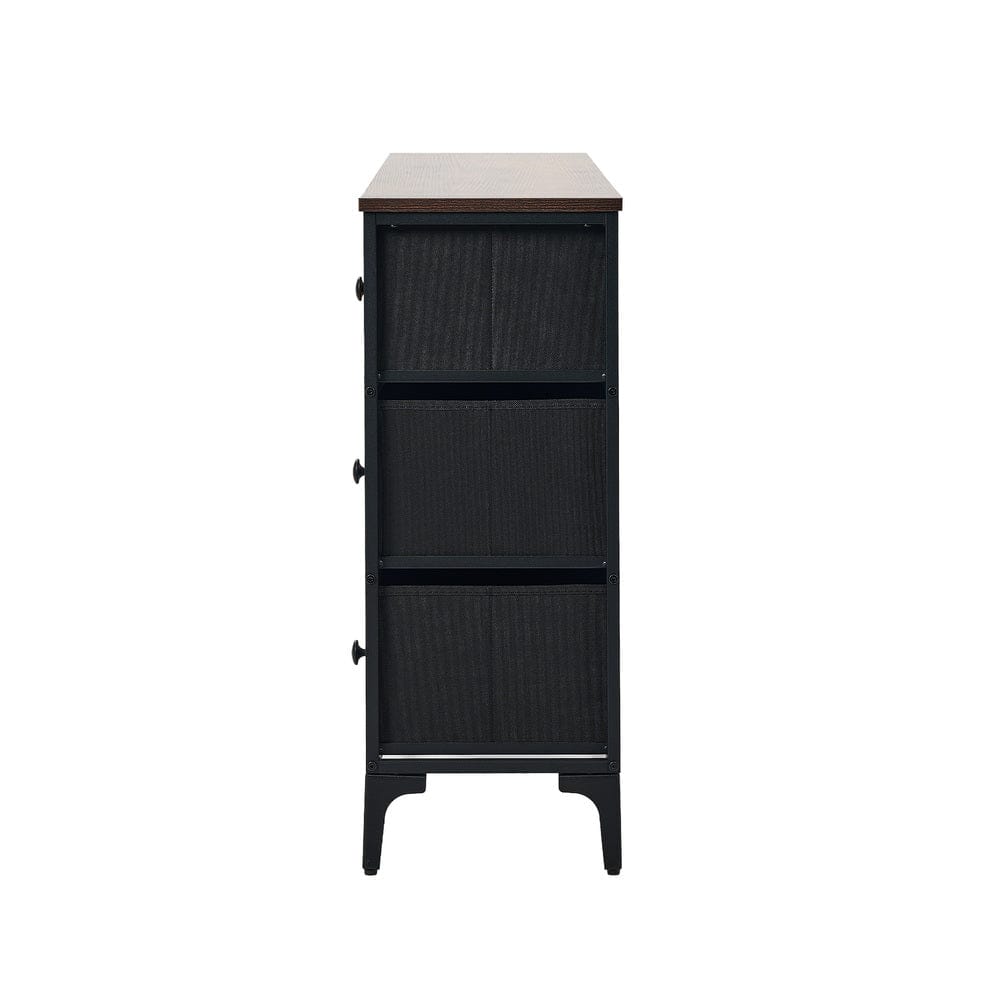 Oikiture Chest of Drawers LIM 8 Chest of Drawers Fabric Retro Vintage Multi-colour