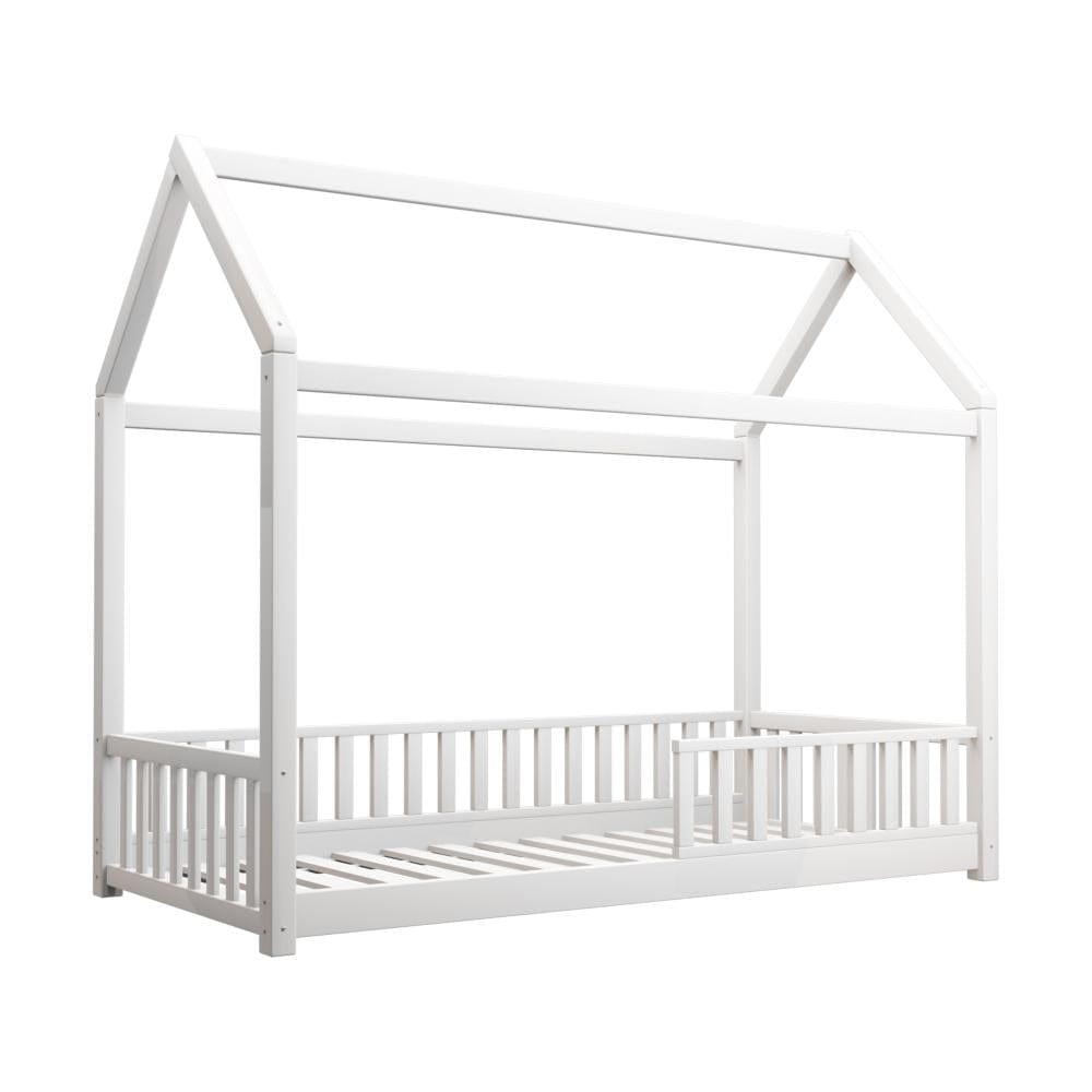 Oikiture Bedframe Luna Bed Frame Kids Wooden Single Timber House Frame Mattress Base Platform