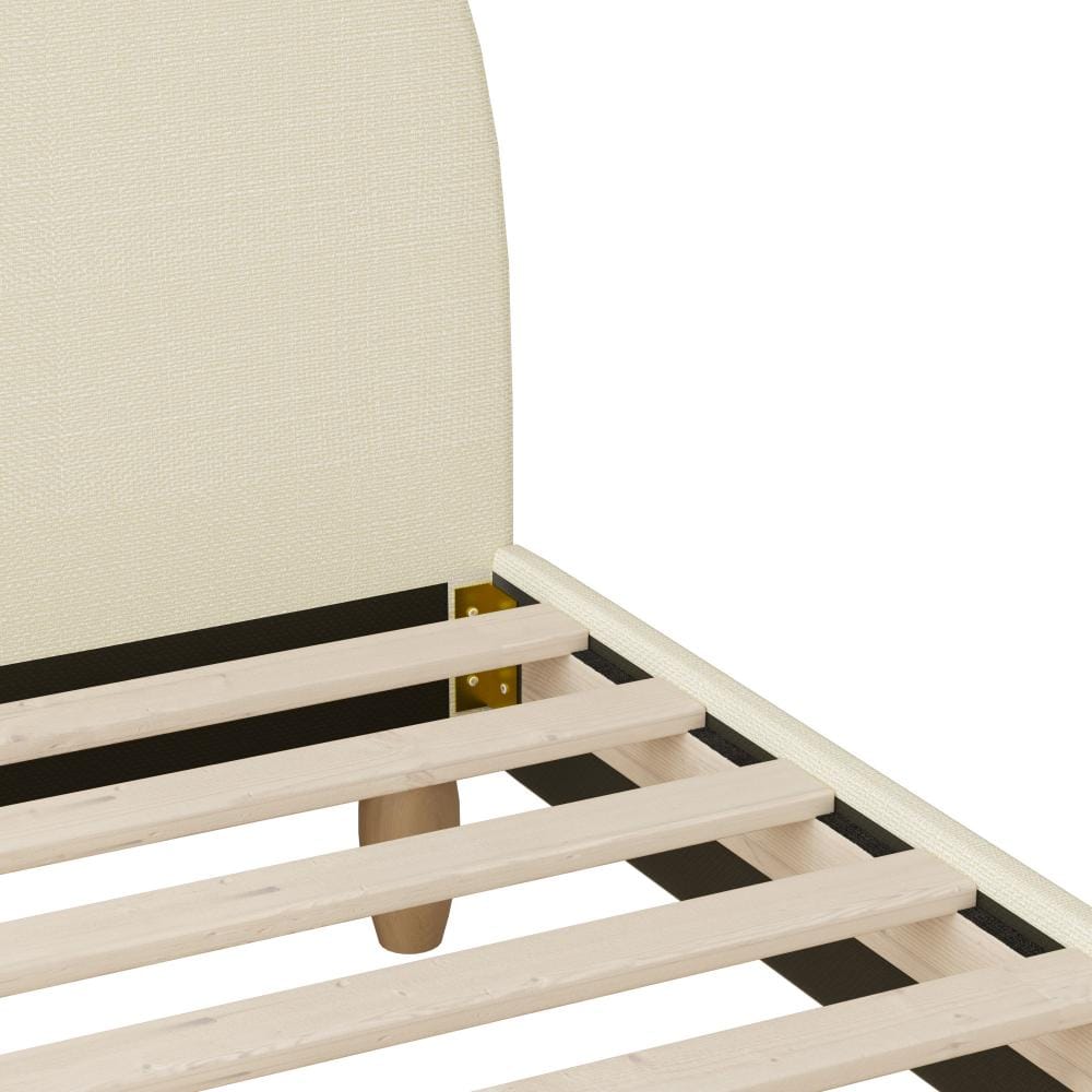 Oikiture Bedframe MAZ Bed Frame King Size Arched Beds Platform Beige Fabric