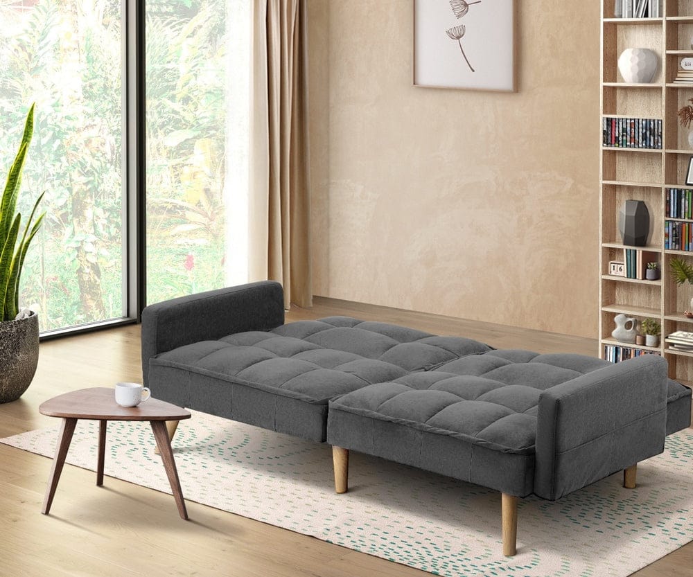 Oikiture Sofa MEDI Sofa Bed Convertible Velvet 3-Seater Grey