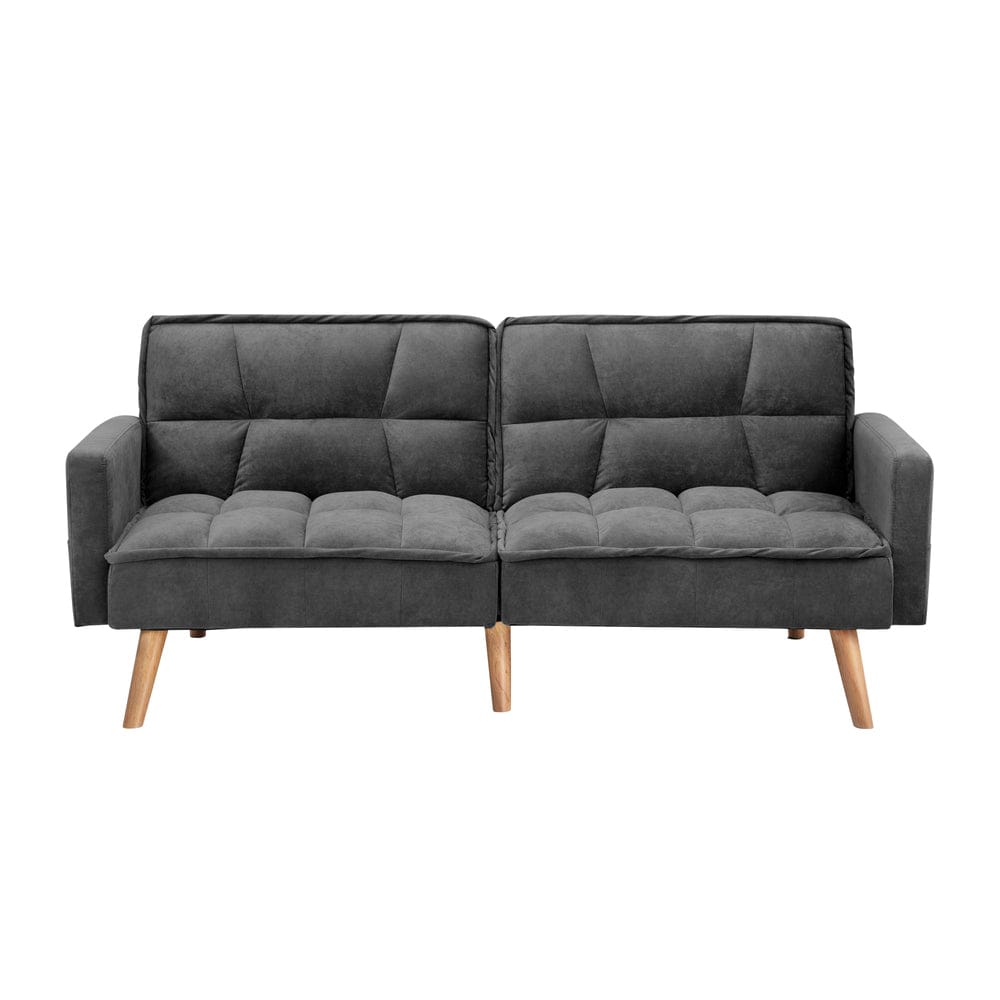 Oikiture Sofa MEDI Sofa Bed Convertible Velvet 3-Seater Grey