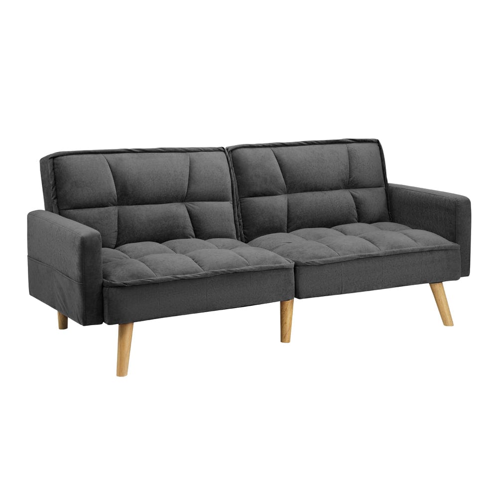 Oikiture Sofa MEDI Sofa Bed Convertible Velvet 3-Seater Grey