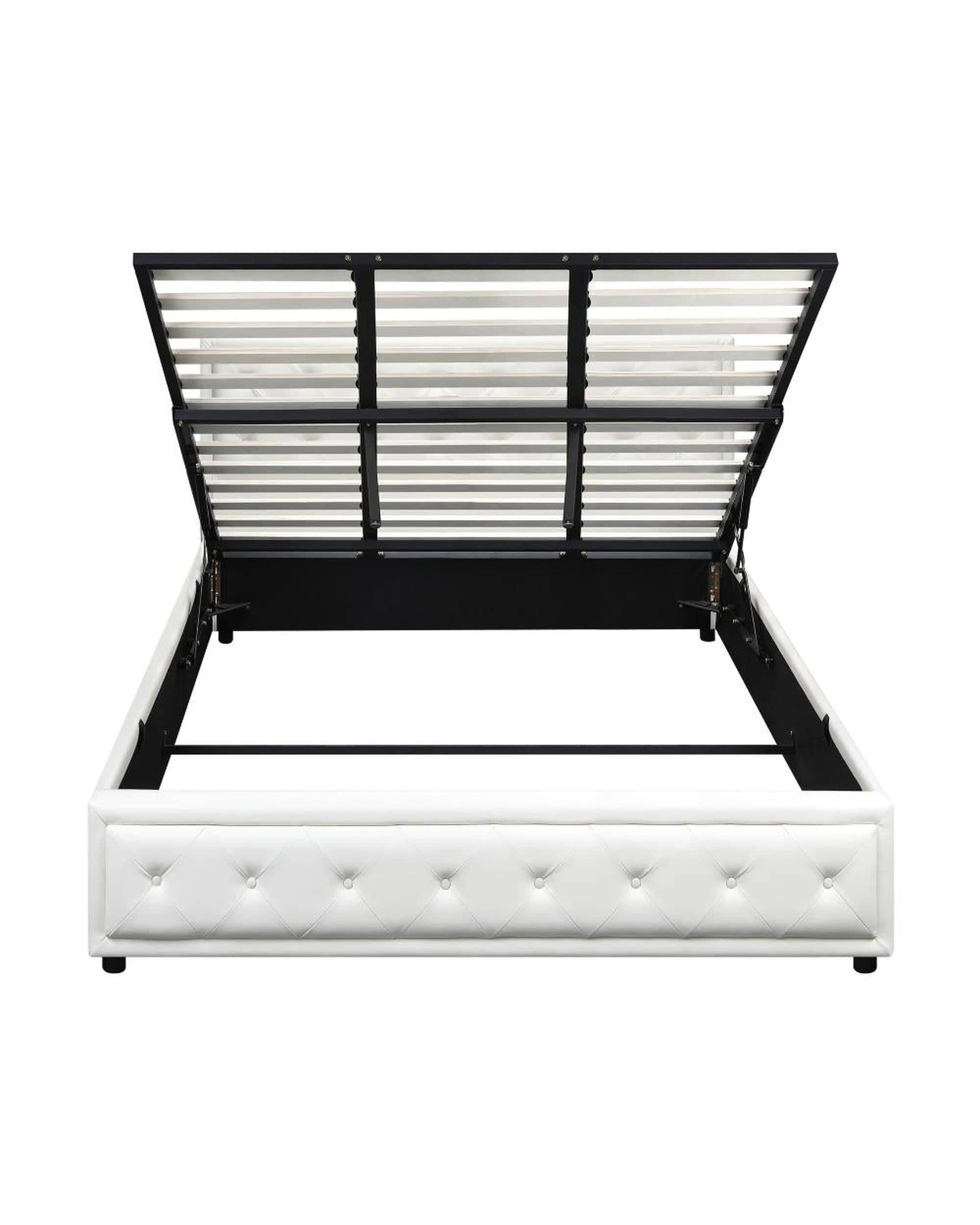 Oikiture Bedframe Midea Bed Frame with Storage Space Gas Lift Bed Mattress Base White