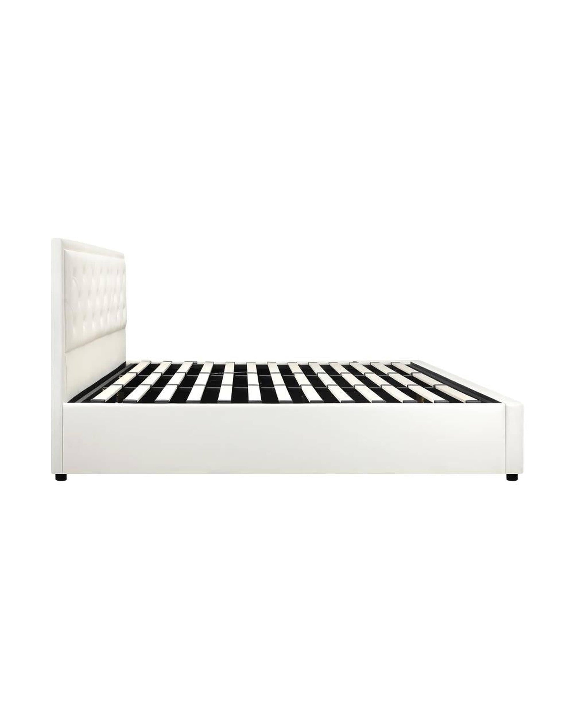 Oikiture Bedframe Midea Bed Frame with Storage Space Gas Lift Bed Mattress Base White