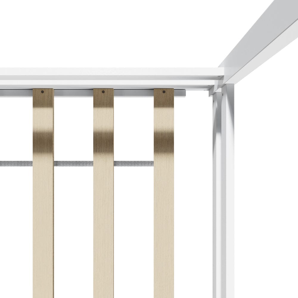 Oikiture Bedframe MINA Kids Wooden Bed Frame House Base with Fence Double White