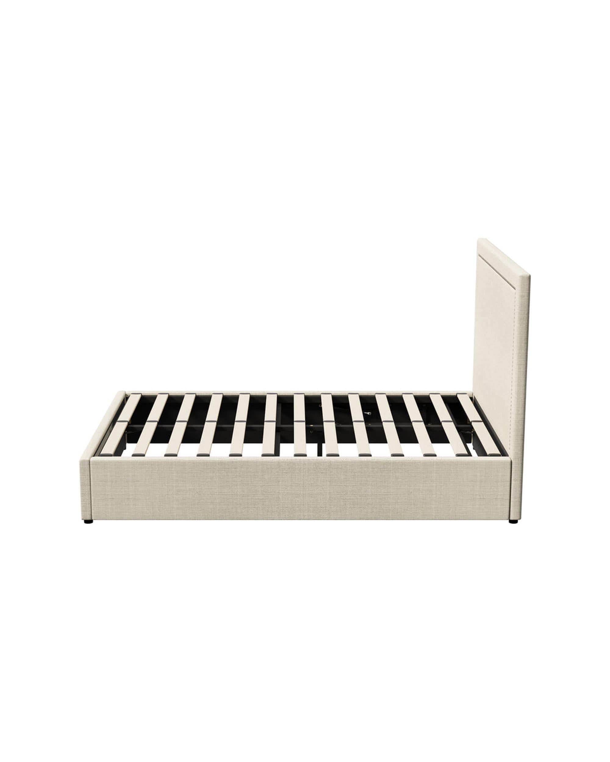 Oikiture Bedframe MON Bed Frame  Gas Lift Base Storage - CREAM