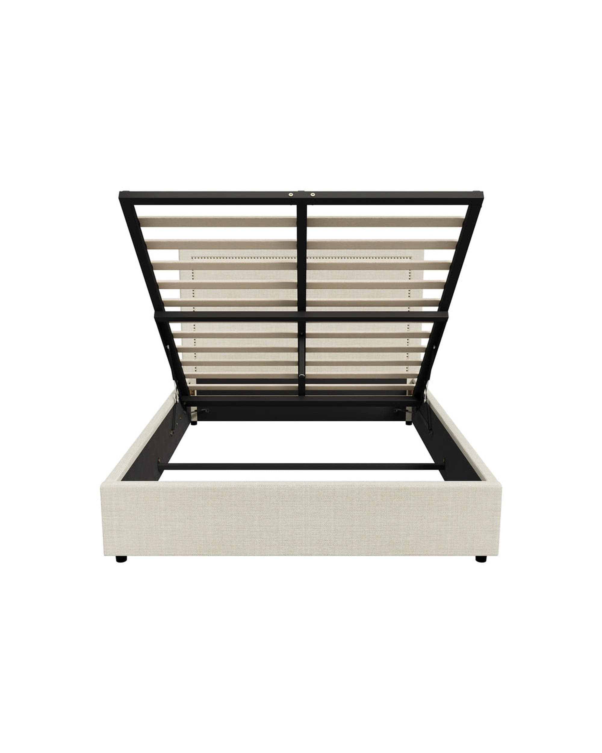 Oikiture Bedframe MON Bed Frame  Gas Lift Base Storage - CREAM