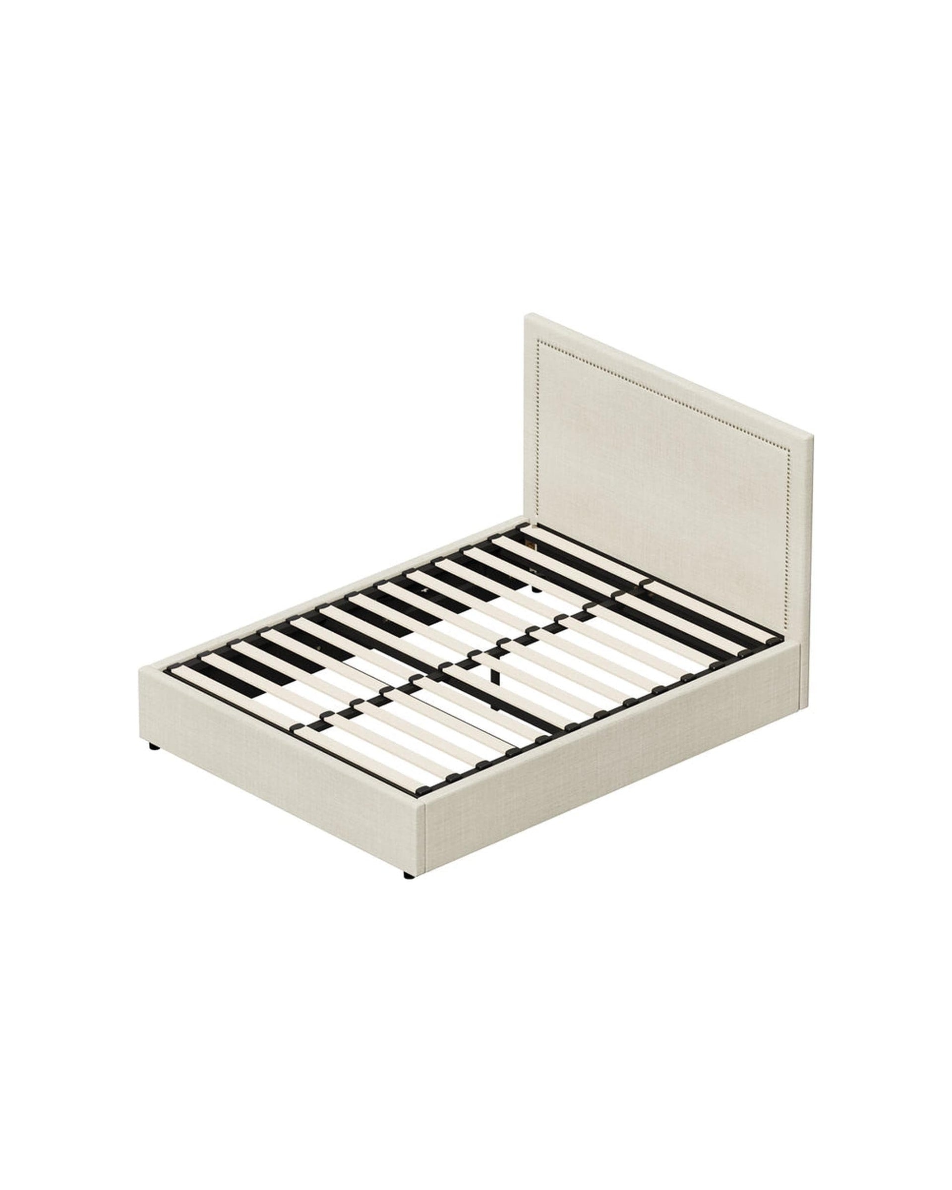Oikiture Bedframe MON Bed Frame  Gas Lift Base Storage - CREAM
