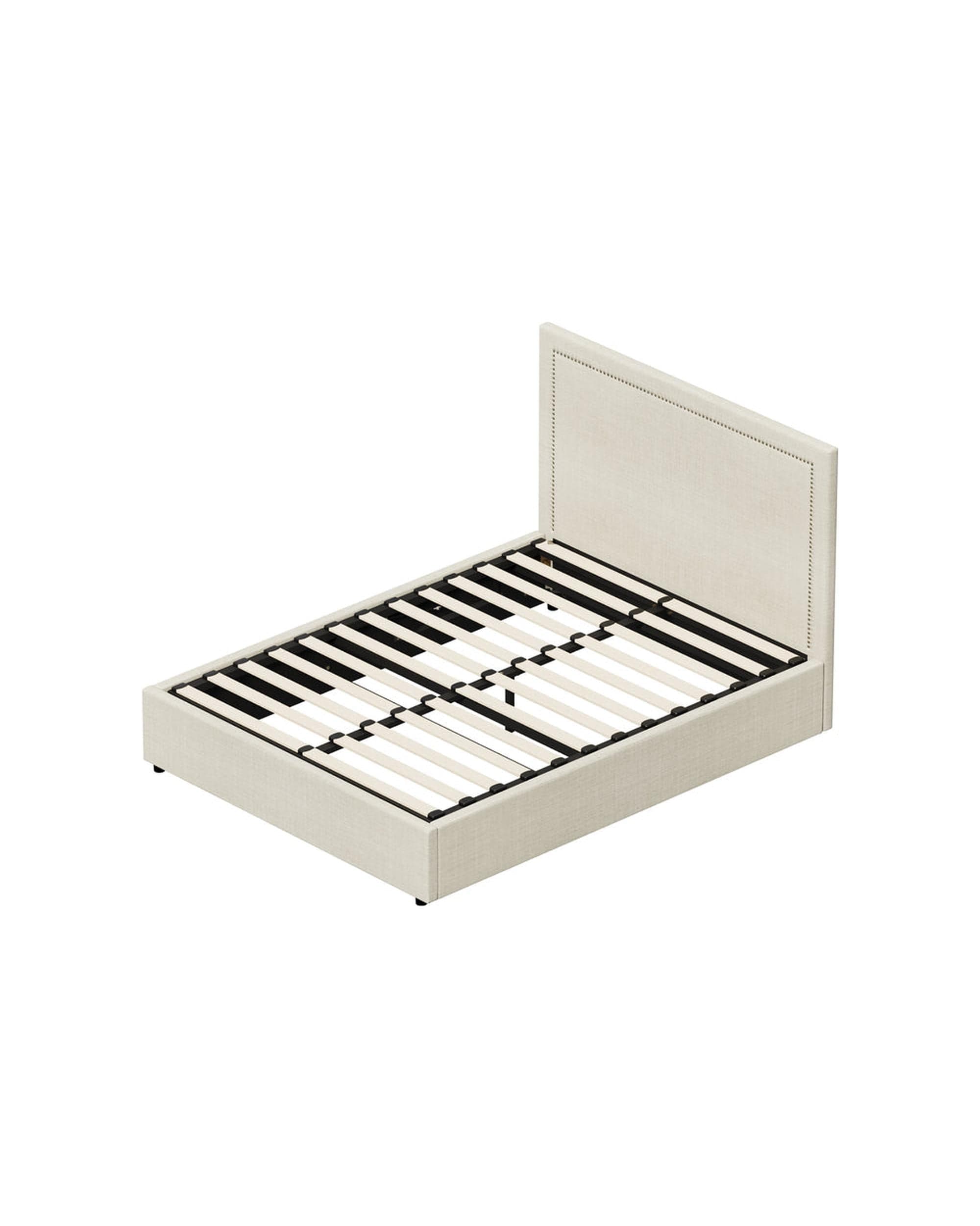 Oikiture Bedframe MON Bed Frame  Gas Lift Base Storage - CREAM