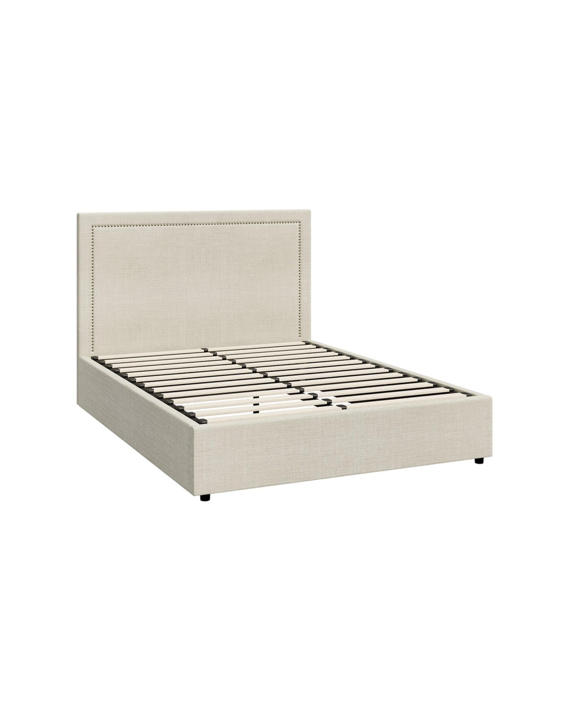 Oikiture Bedframe MON Bed Frame  Gas Lift Base Storage - CREAM