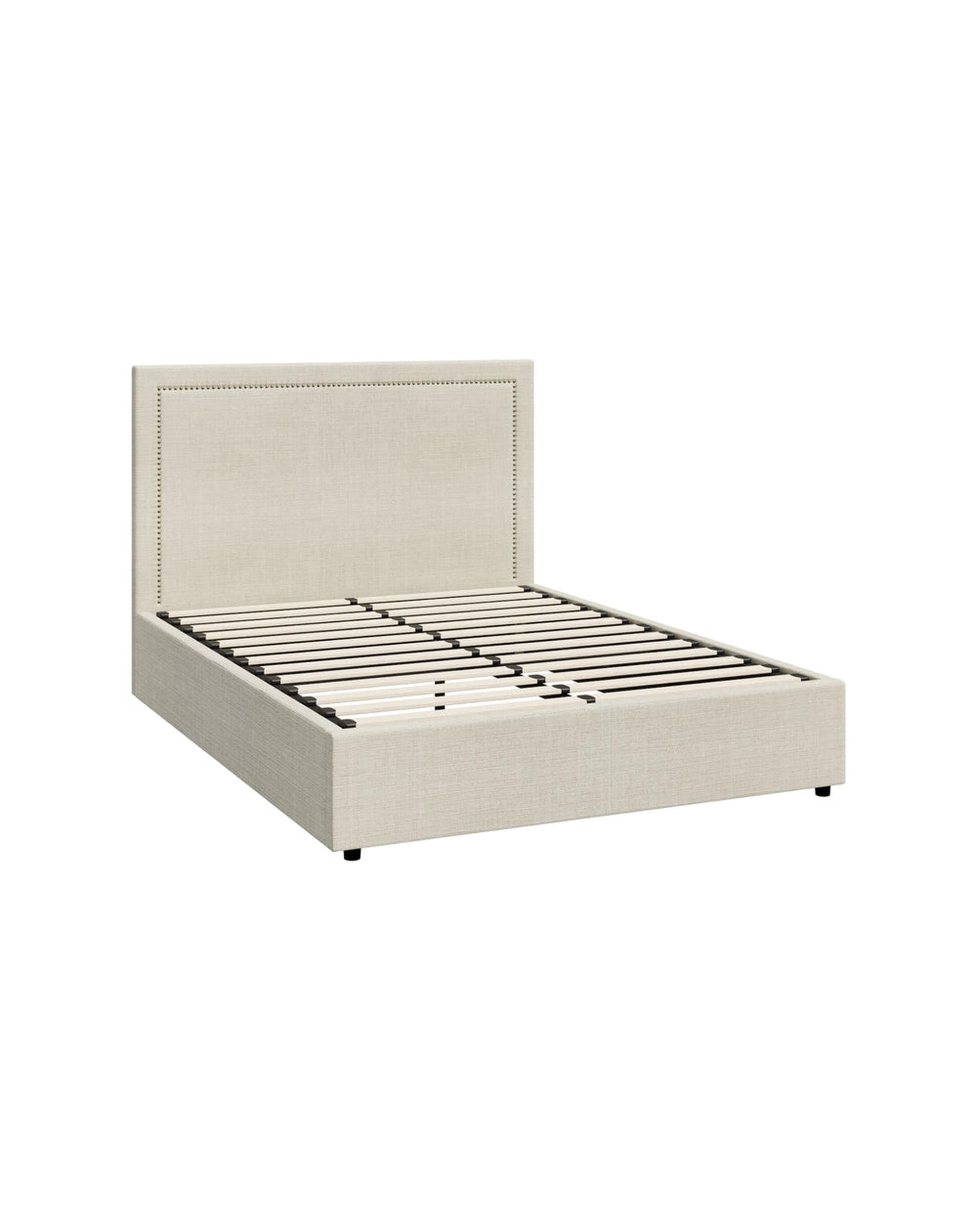 Oikiture Bedframe MON Bed Frame  Gas Lift Base Storage - CREAM