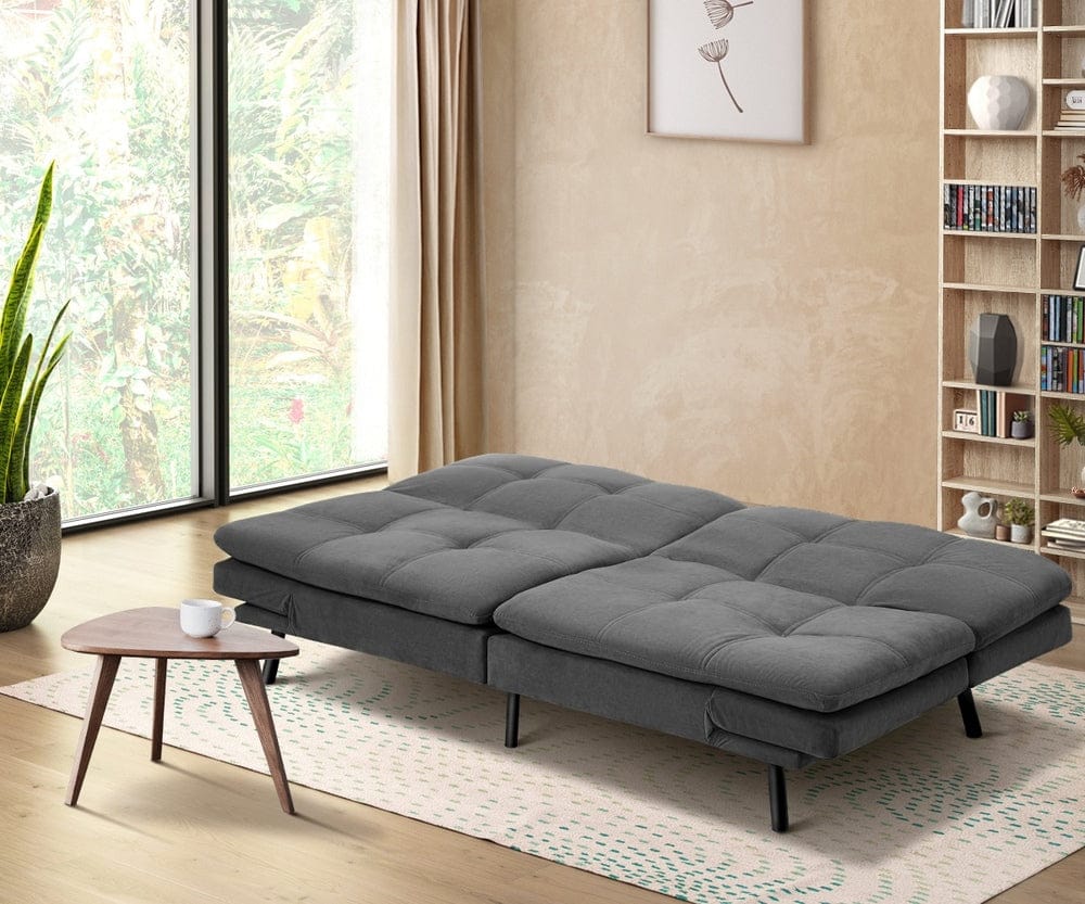 Oikiture Sofa NAD Sofa Bed Convertible Polyester 3-Seater Grey
