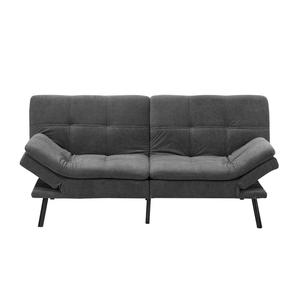 Oikiture Sofa NAD Sofa Bed Convertible Polyester 3-Seater Grey
