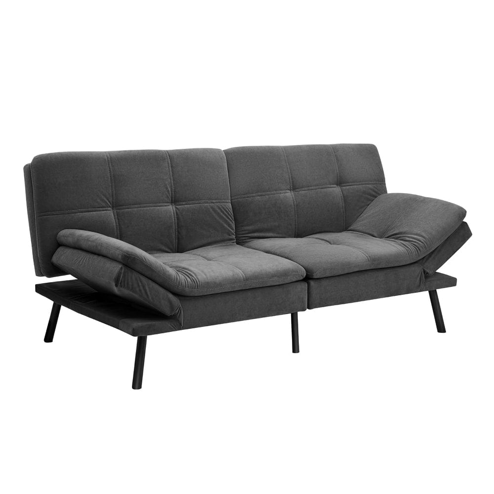 Oikiture Sofa NAD Sofa Bed Convertible Polyester 3-Seater Grey