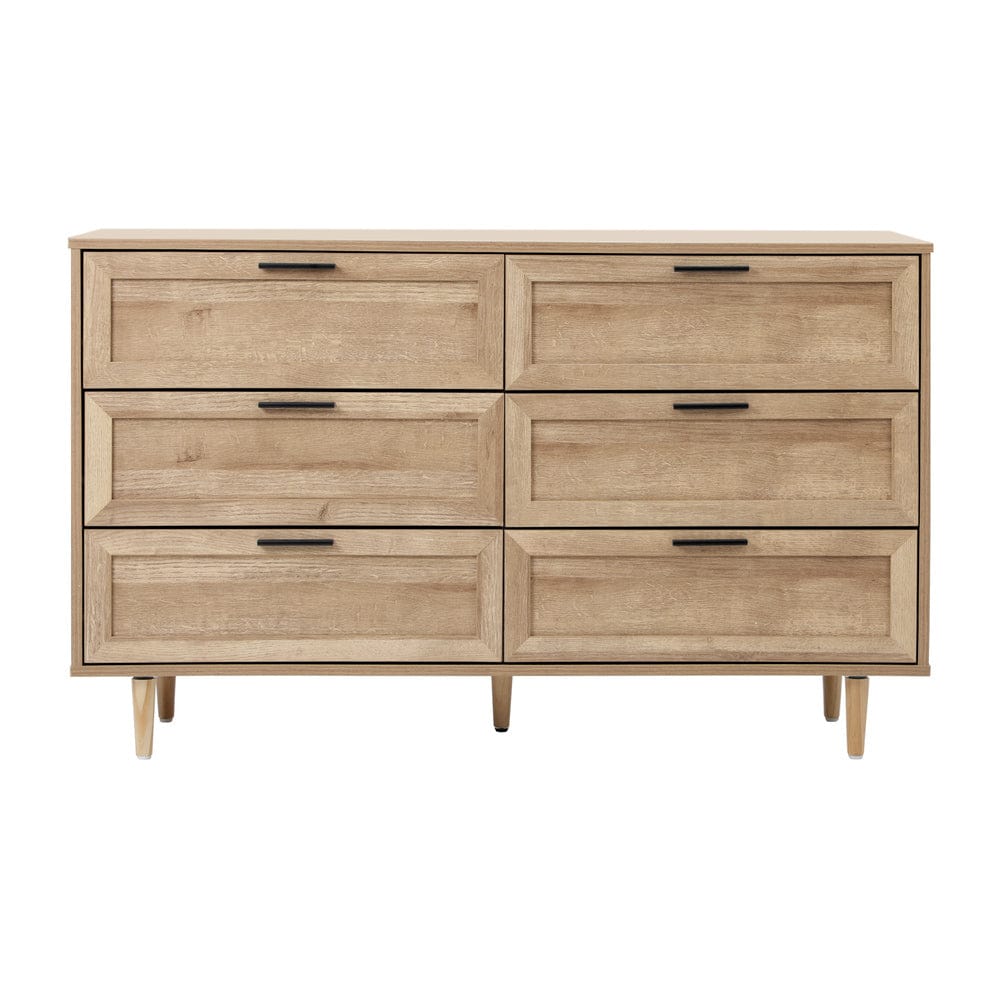 Oikiture Chest of Drawers NÁTTÚRULEGT 6 Chest of Drawers Dresser Tallboy Natural