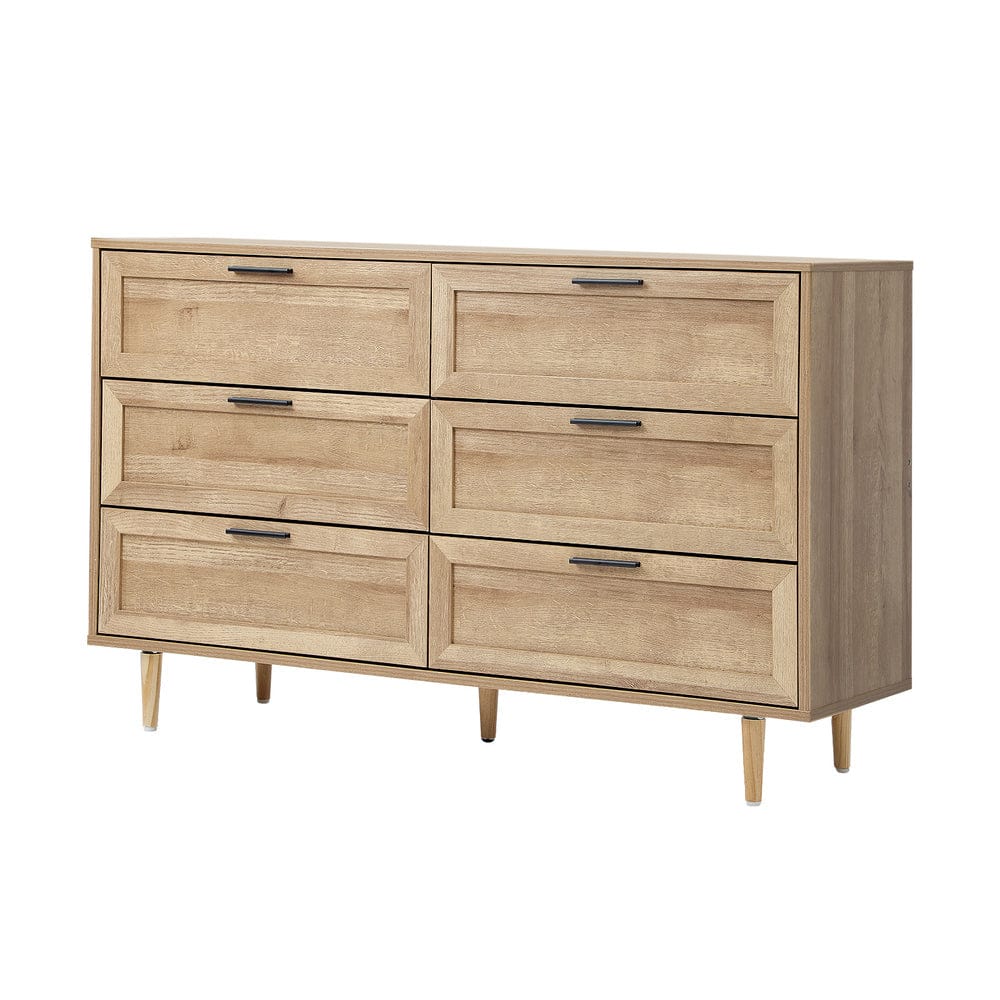 Oikiture Chest of Drawers NÁTTÚRULEGT 6 Chest of Drawers Dresser Tallboy Natural
