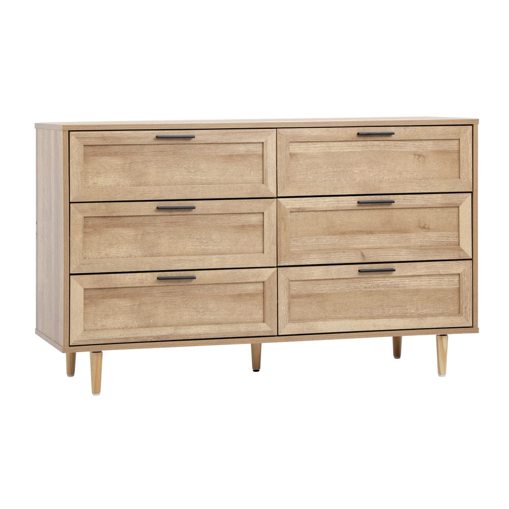 Oikiture Chest of Drawers NÁTTÚRULEGT 6 Chest of Drawers Dresser Tallboy Natural