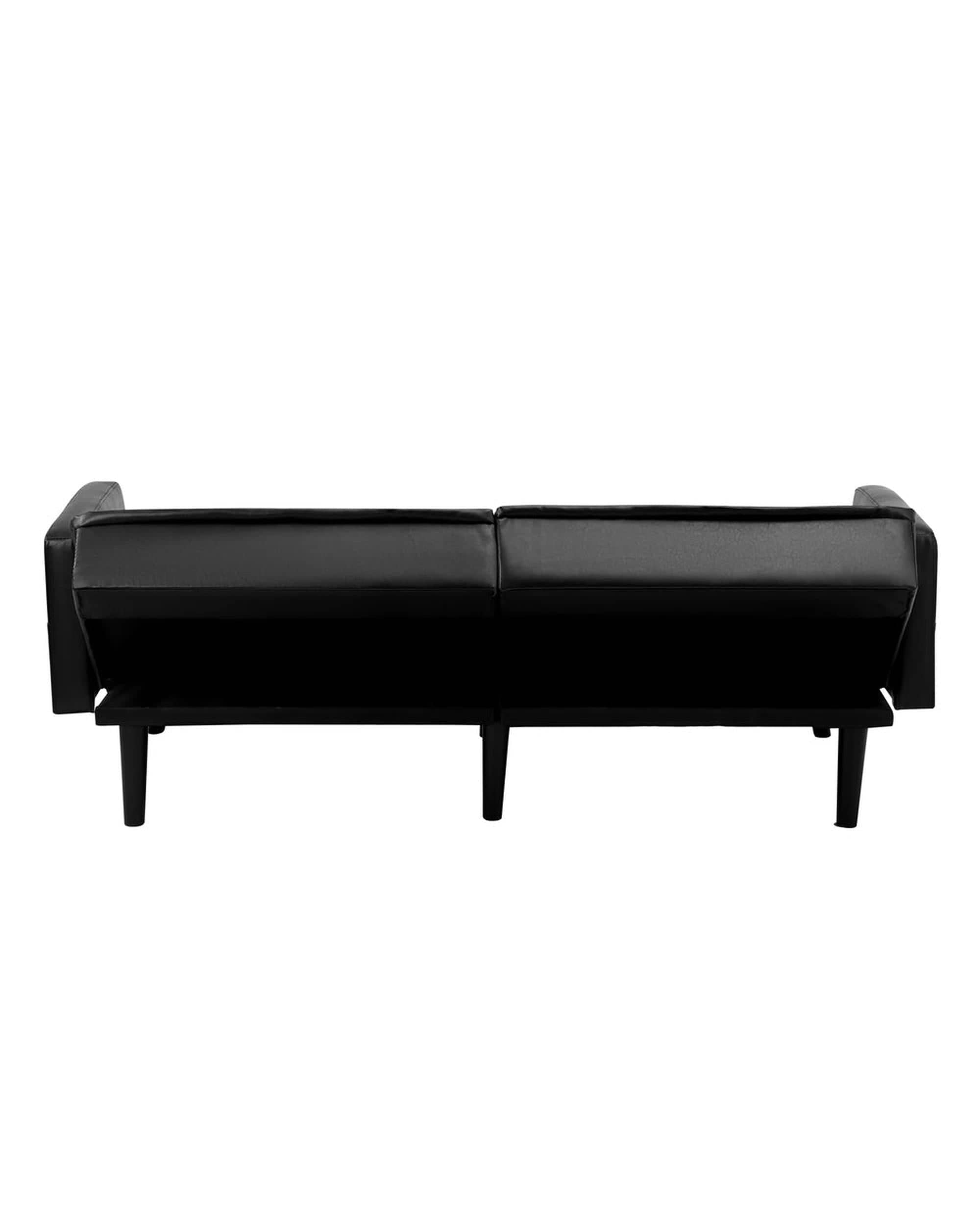 Oikiture Sofa NOVA Sofa Bed Futon Convertible Leather 3-Seater Black