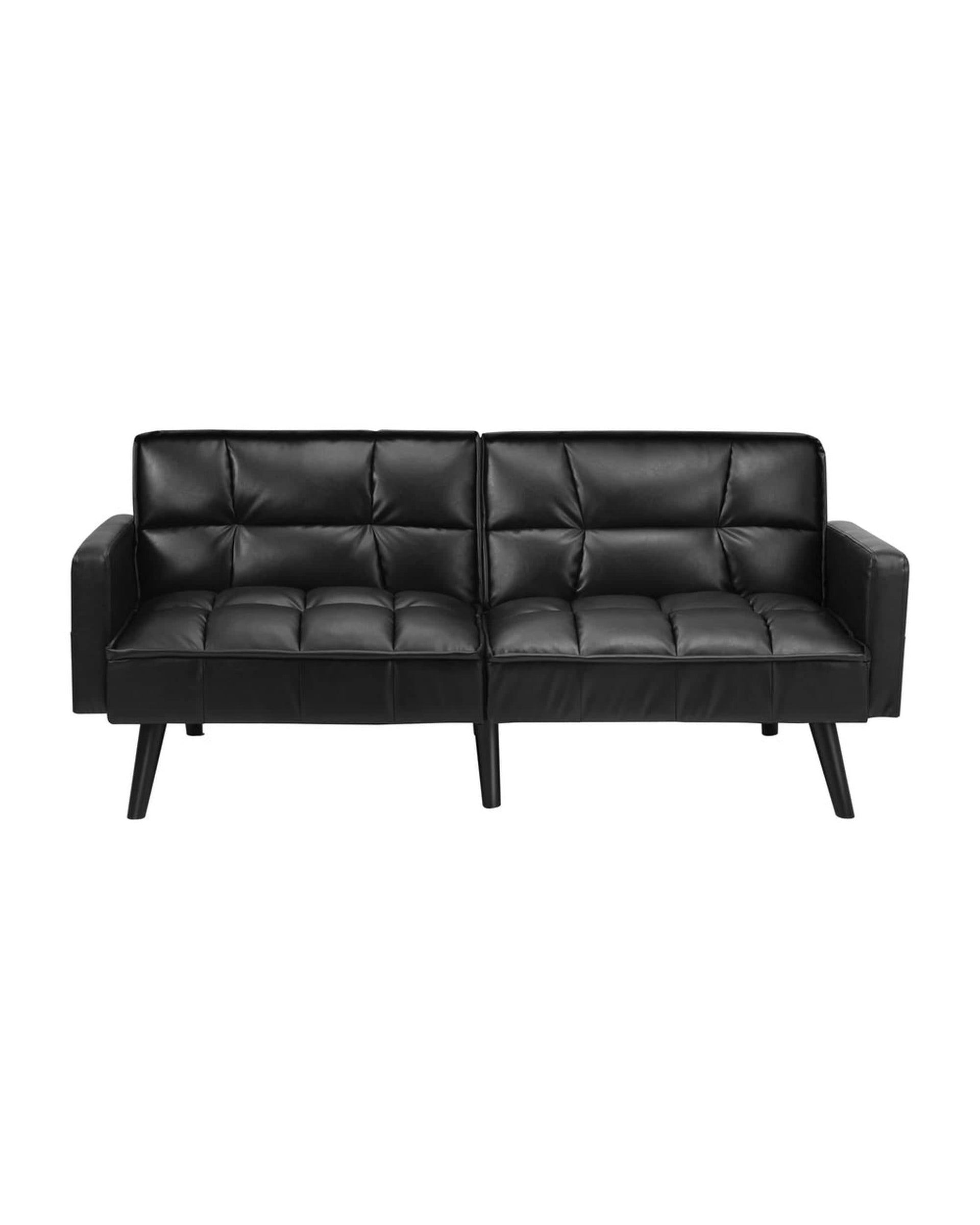 Oikiture Sofa NOVA Sofa Bed Futon Convertible Leather 3-Seater Black