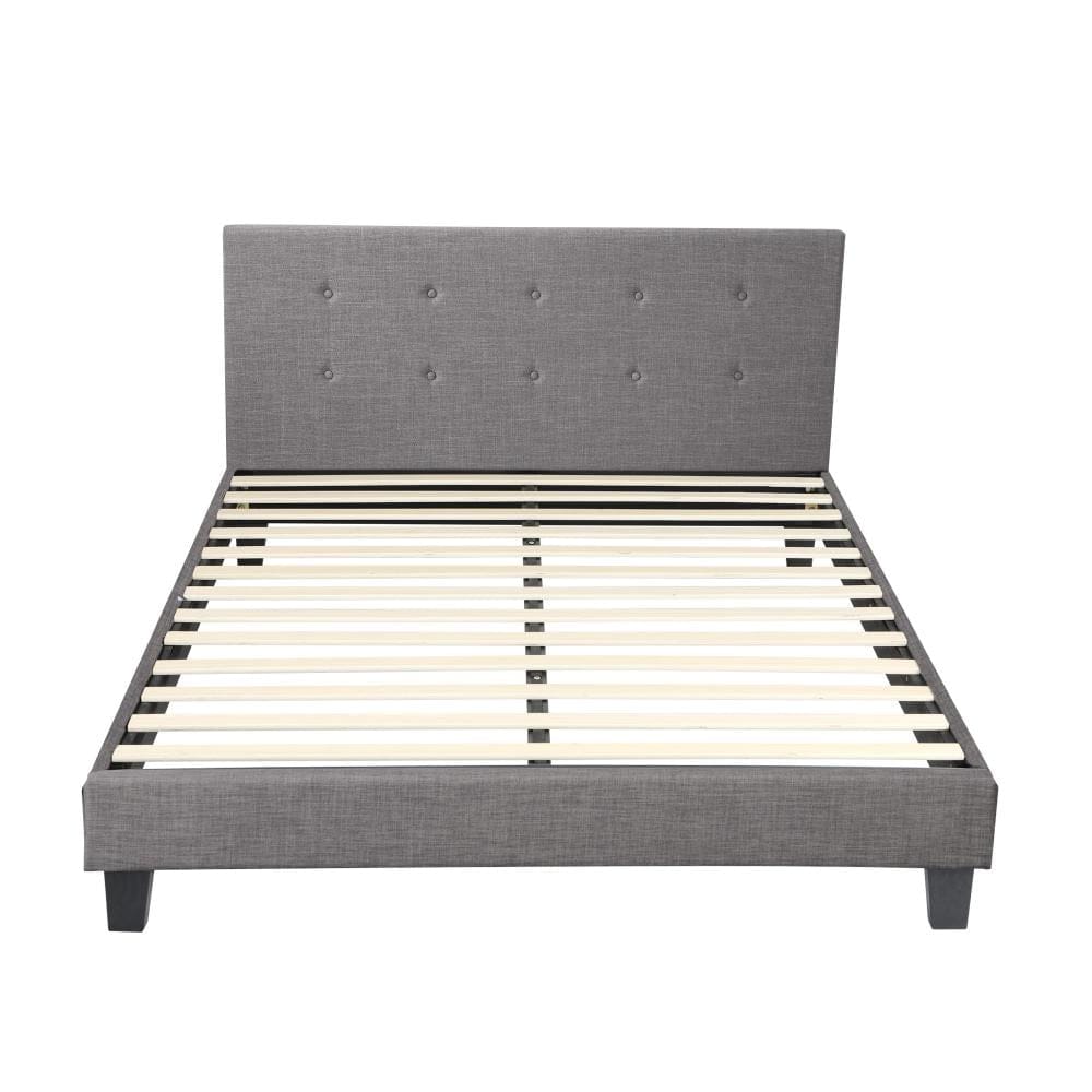 Oikiture Bedframe OGGI Bed Frame Bed Platform Wooden Fabric Grey