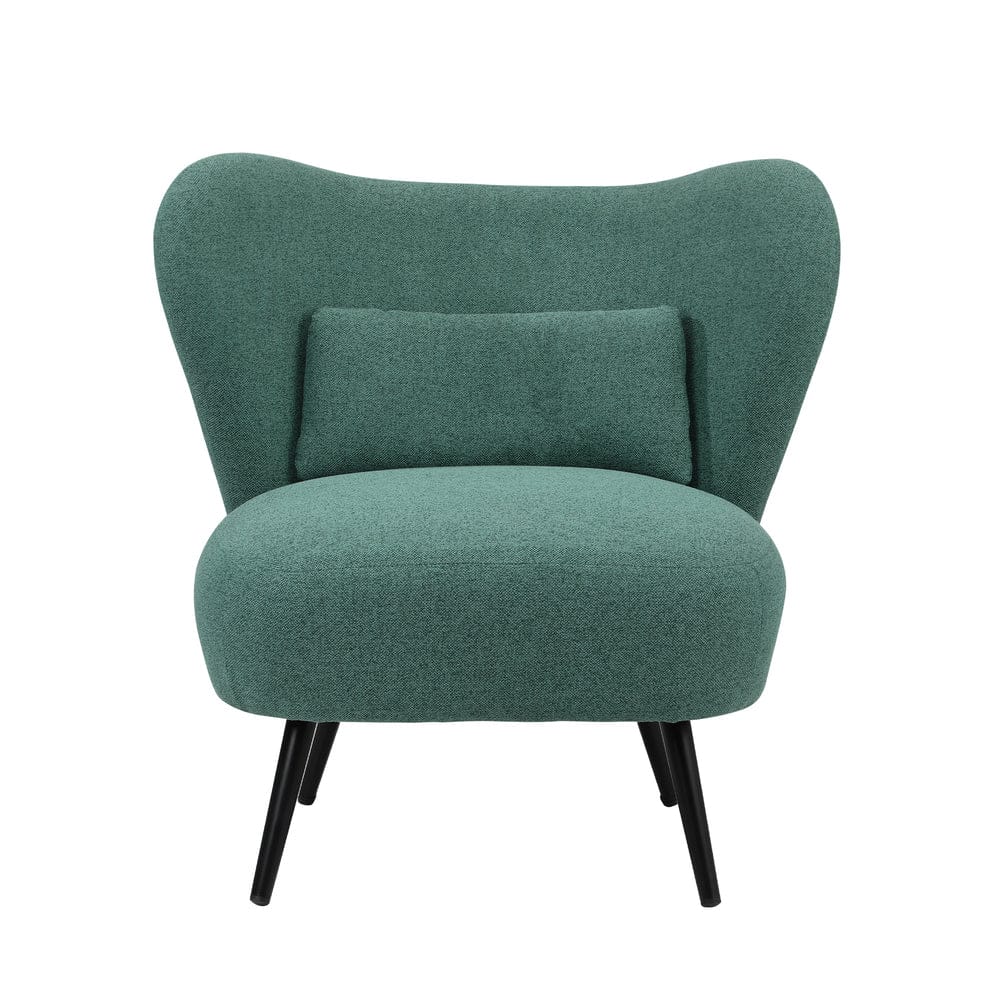 Oikiture Armchair Oikiture 2x Armchair Lounge Chair Lumbar Pillow Wingback Linen Green