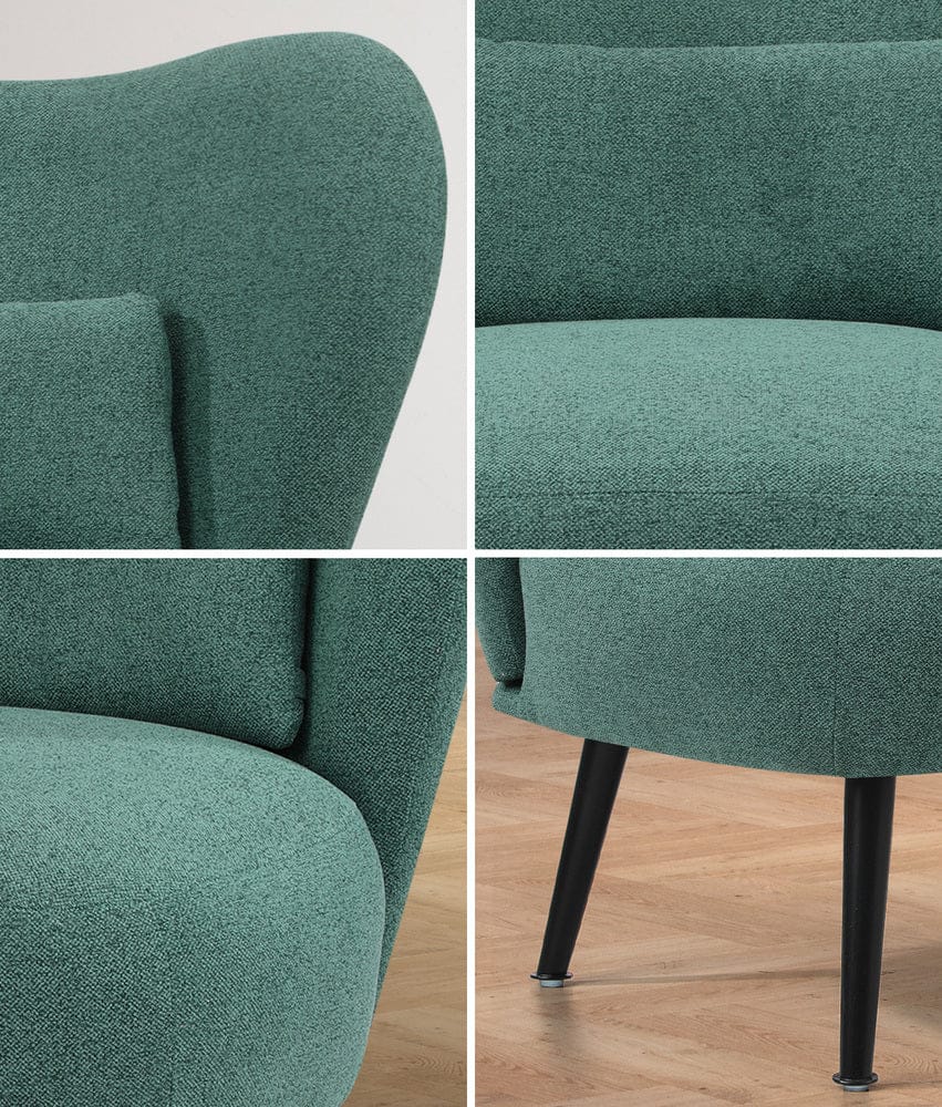 Oikiture Armchair Oikiture 2x Armchair Lounge Chair Lumbar Pillow Wingback Linen Green