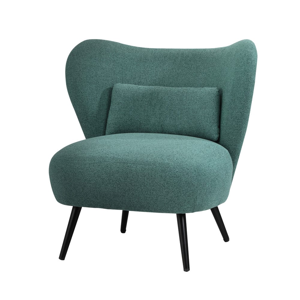 Oikiture Armchair Oikiture 2x Armchair Lounge Chair Lumbar Pillow Wingback Linen Green