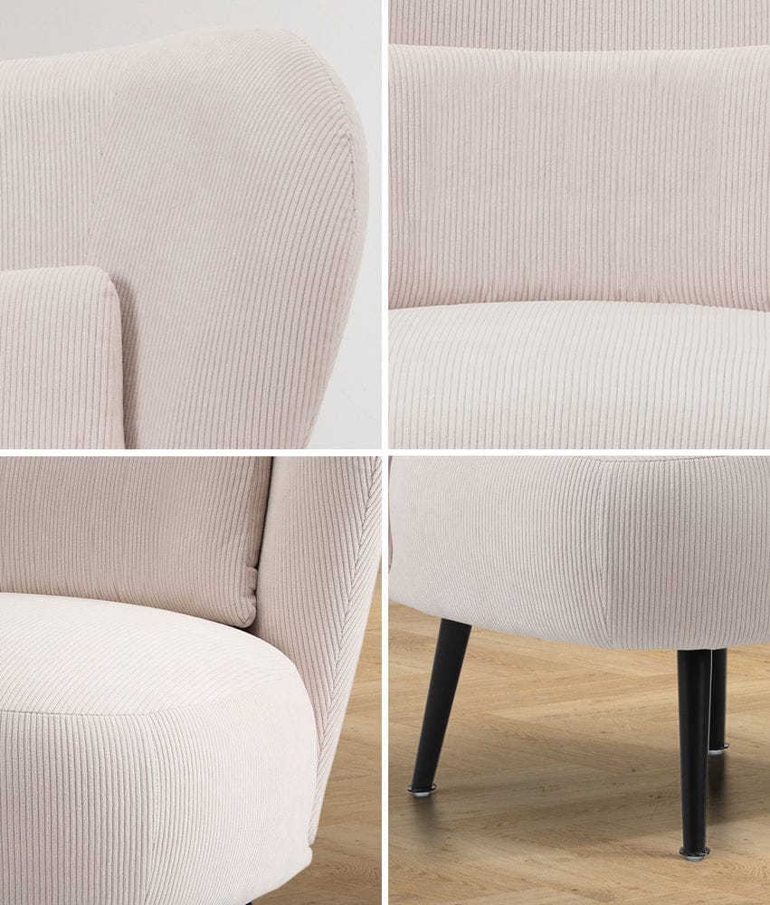 Oikiture Armchair Oikiture 2x Armchair Lounge Chair Lumbar Pillow Wingback Velvet Beige