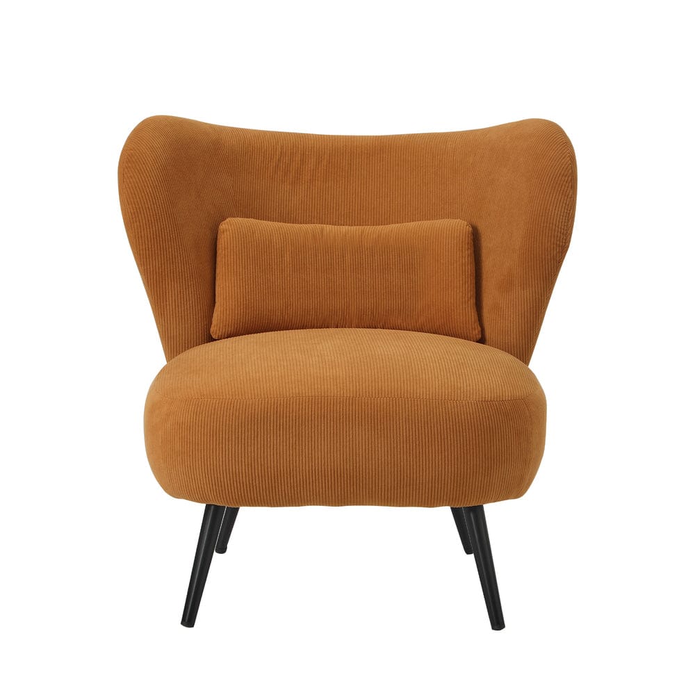 Oikiture Armchair Oikiture 2x Armchair Lounge Chair Lumbar Pillow Wingback Velvet Orange