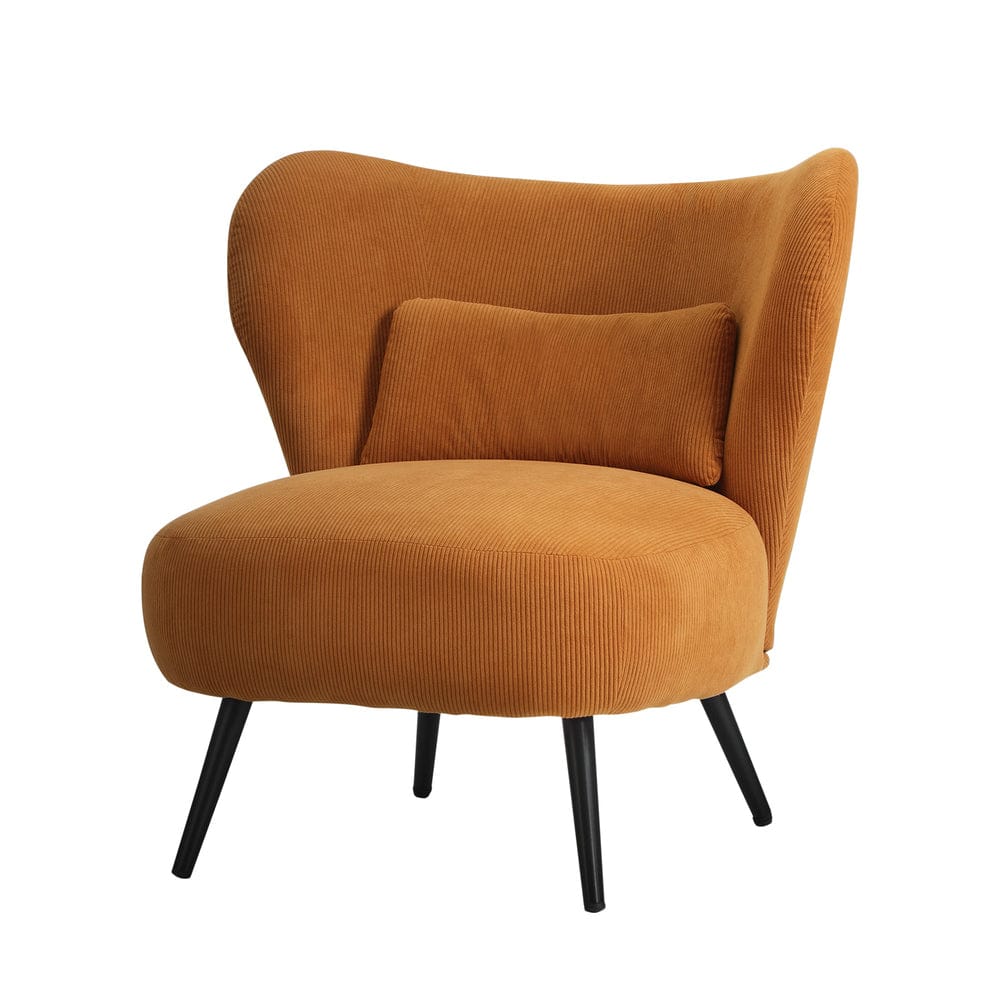 Oikiture Armchair Oikiture 2x Armchair Lounge Chair Lumbar Pillow Wingback Velvet Orange