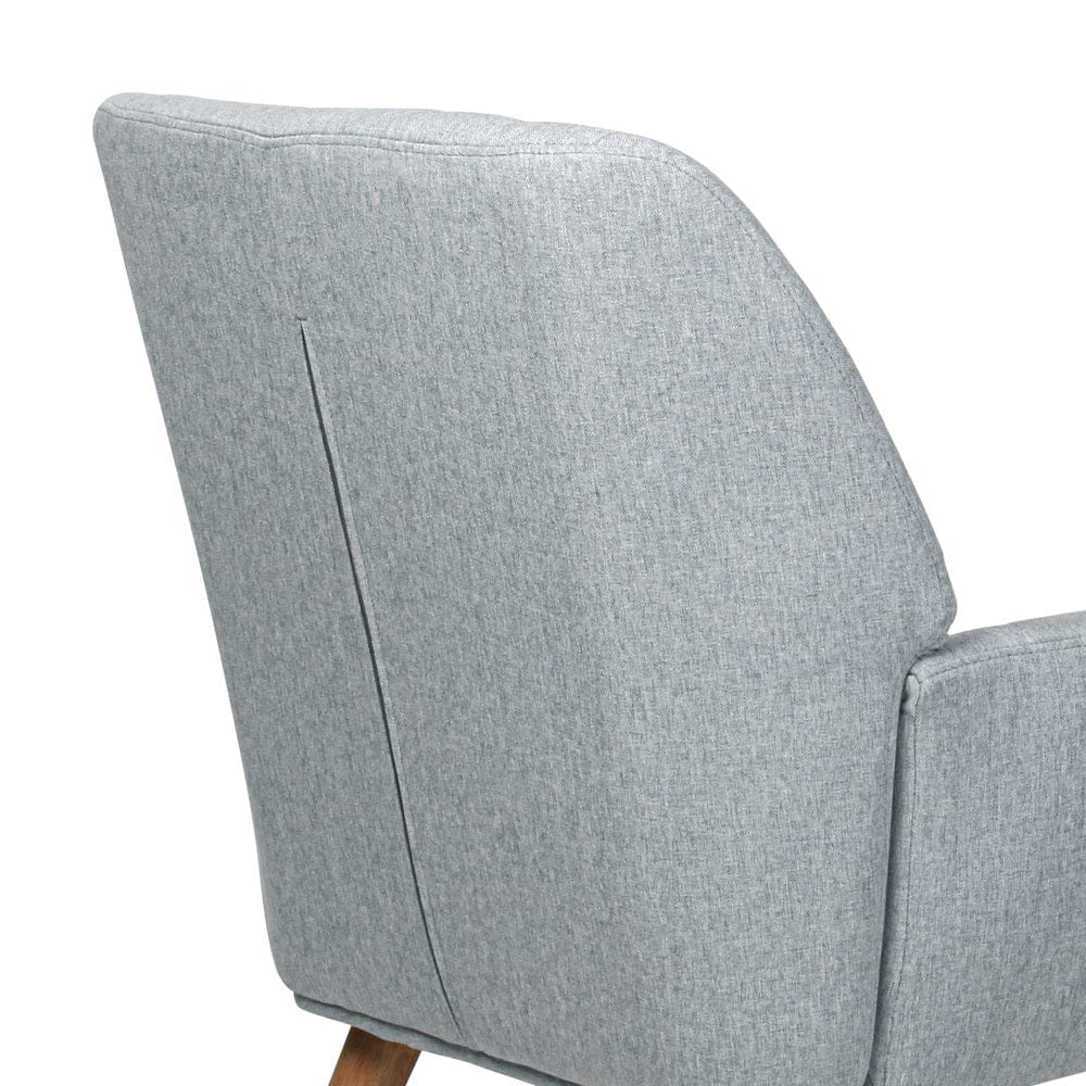 Oikiture Accent Chair Oikiture 2x Armchair Lounge Sofa Fabric Accent Chairs Armchairs Grey