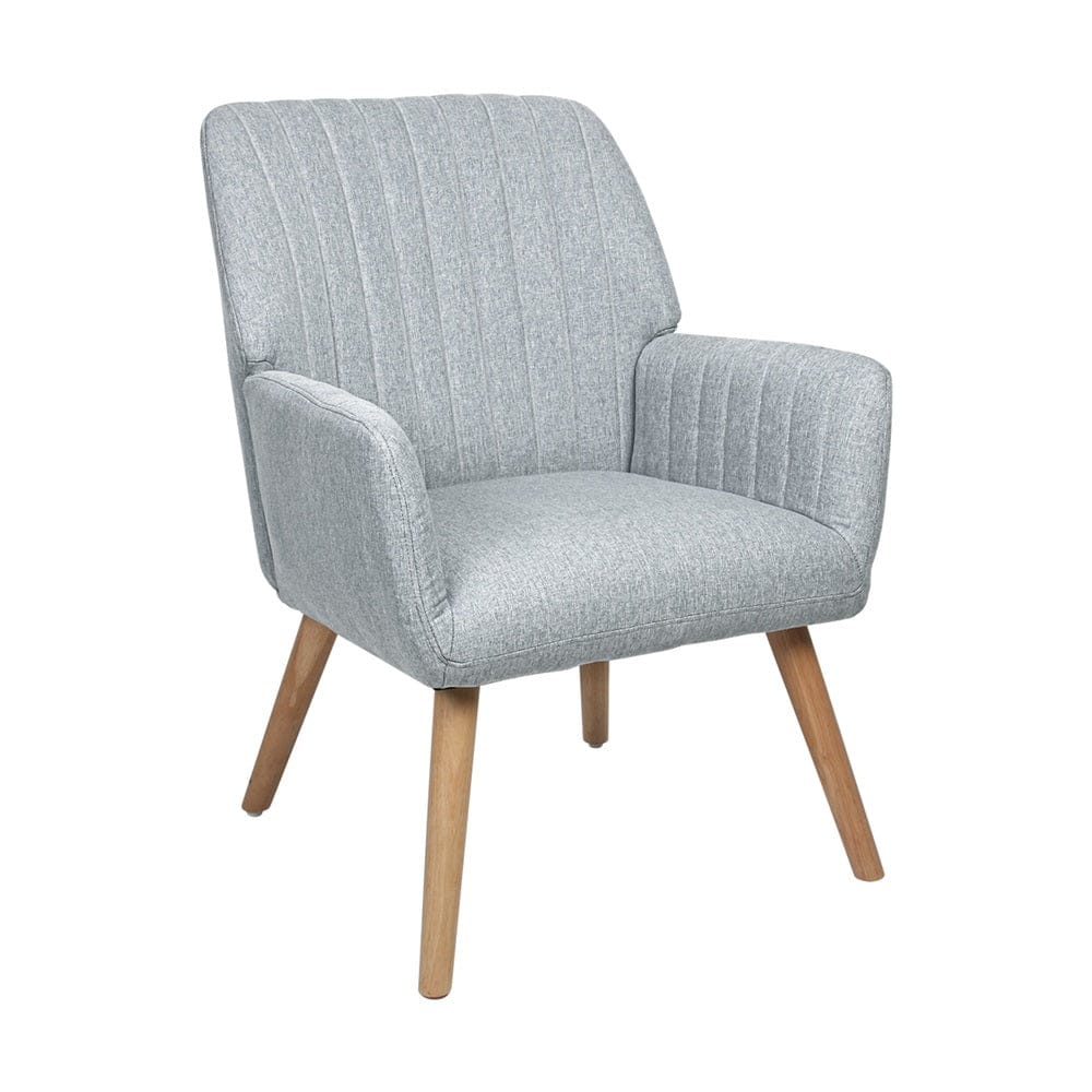 Oikiture Accent Chair Oikiture 2x Armchair Lounge Sofa Fabric Accent Chairs Armchairs Grey
