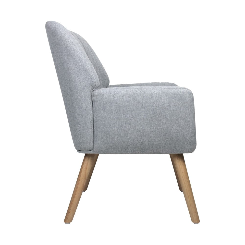 Oikiture Accent Chair Oikiture 2x Armchair Lounge Sofa Fabric Accent Chairs Armchairs Grey