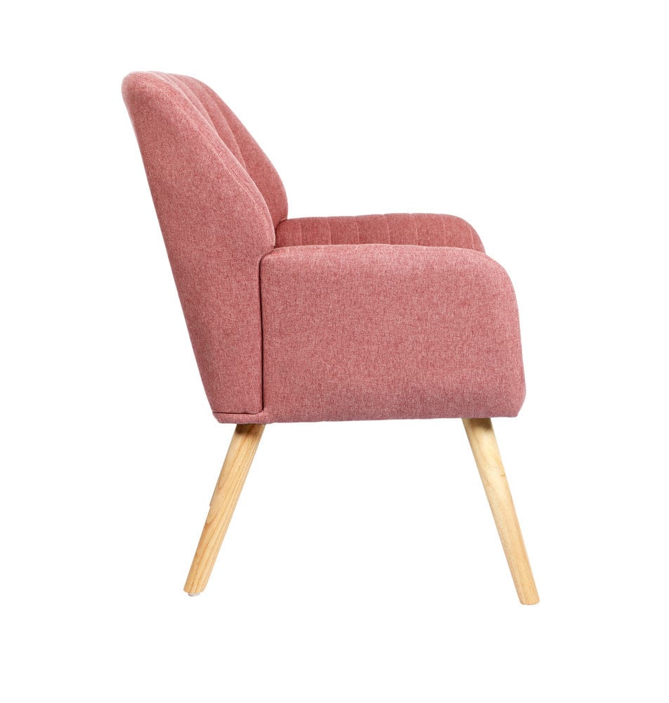 Oikiture Accent Chair Oikiture 2x Armchair Lounge Sofa Fabric Accent Chairs Armchairs Pink