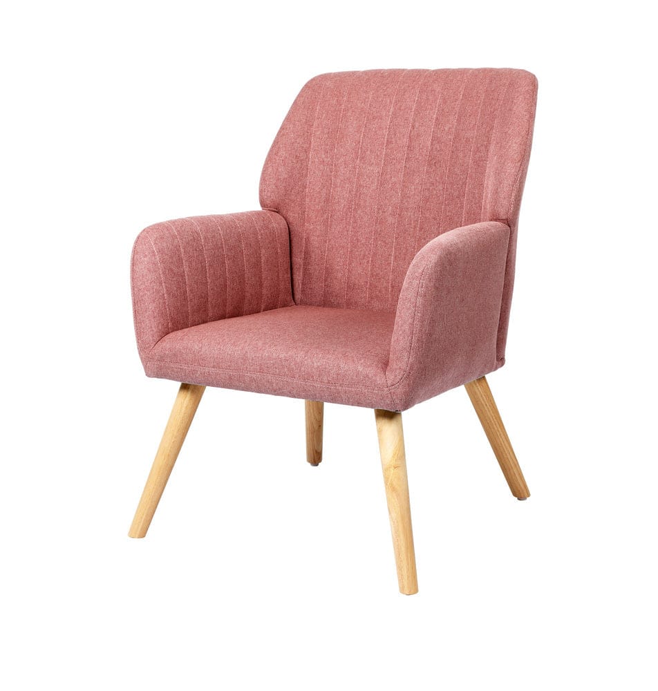 Oikiture Accent Chair Oikiture 2x Armchair Lounge Sofa Fabric Accent Chairs Armchairs Pink