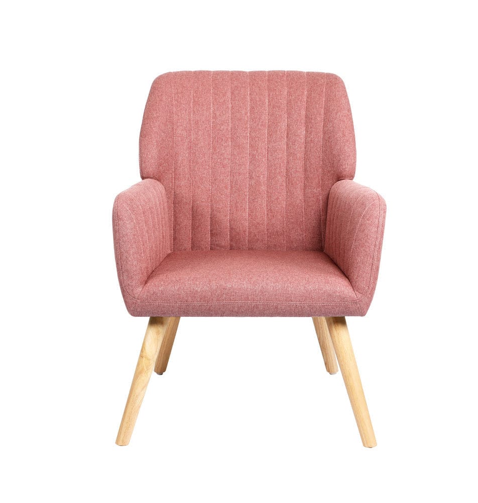 Oikiture Accent Chair Oikiture 2x Armchair Lounge Sofa Fabric Accent Chairs Armchairs Pink