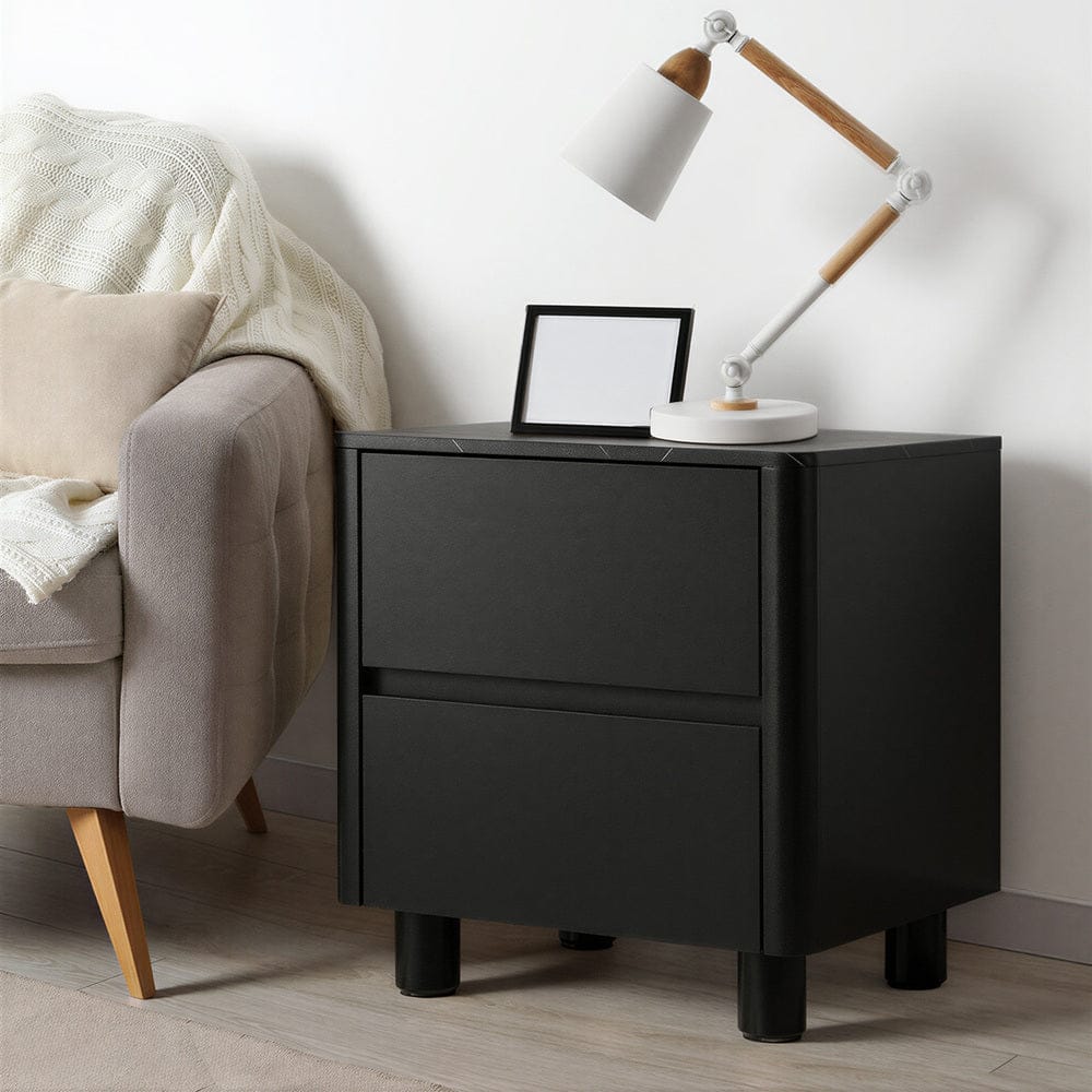 Oikiture Bedside Table Oikiture 2x Bedside Table 2 Drawers Storage Cabinet Nightstand Black