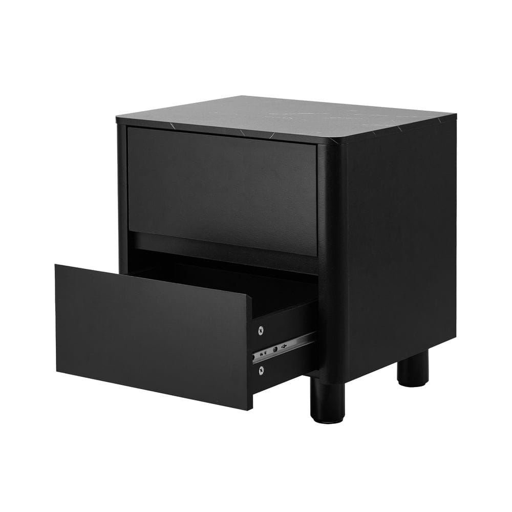 Oikiture Bedside Table Oikiture 2x Bedside Table 2 Drawers Storage Cabinet Nightstand Black