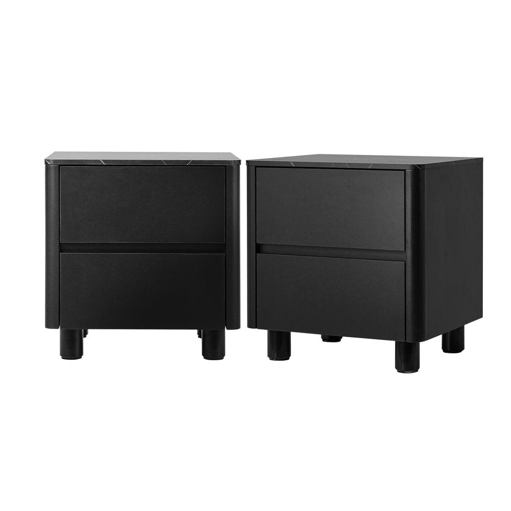 Oikiture Bedside Table Oikiture 2x Bedside Table 2 Drawers Storage Cabinet Nightstand Black
