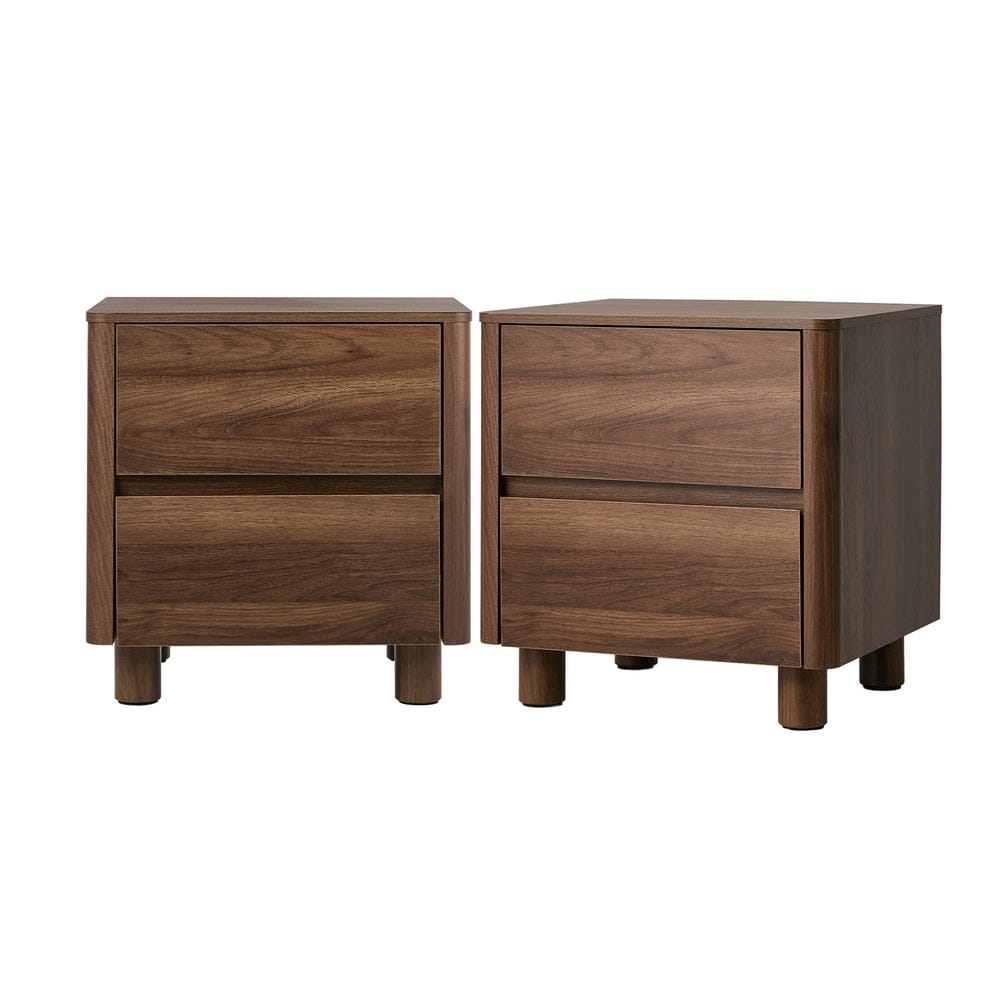 Oikiture Bedside Table Oikiture 2x Bedside Table 2 Drawers Storage Cabinet Nightstand Walnut