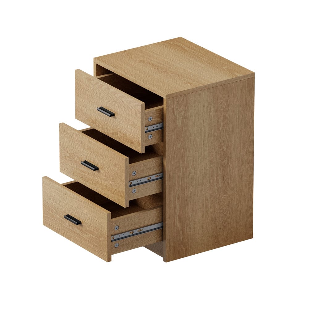 Oikiture Bedside Table Oikiture 2x Bedside Table 3 Drawers Nightstand Bedroom Storage Natural