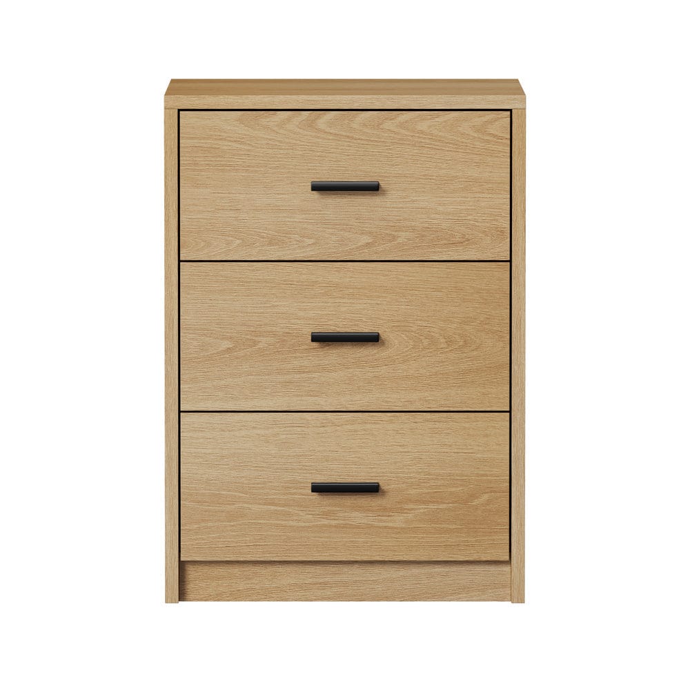 Oikiture Bedside Table Oikiture 2x Bedside Table 3 Drawers Nightstand Bedroom Storage Natural