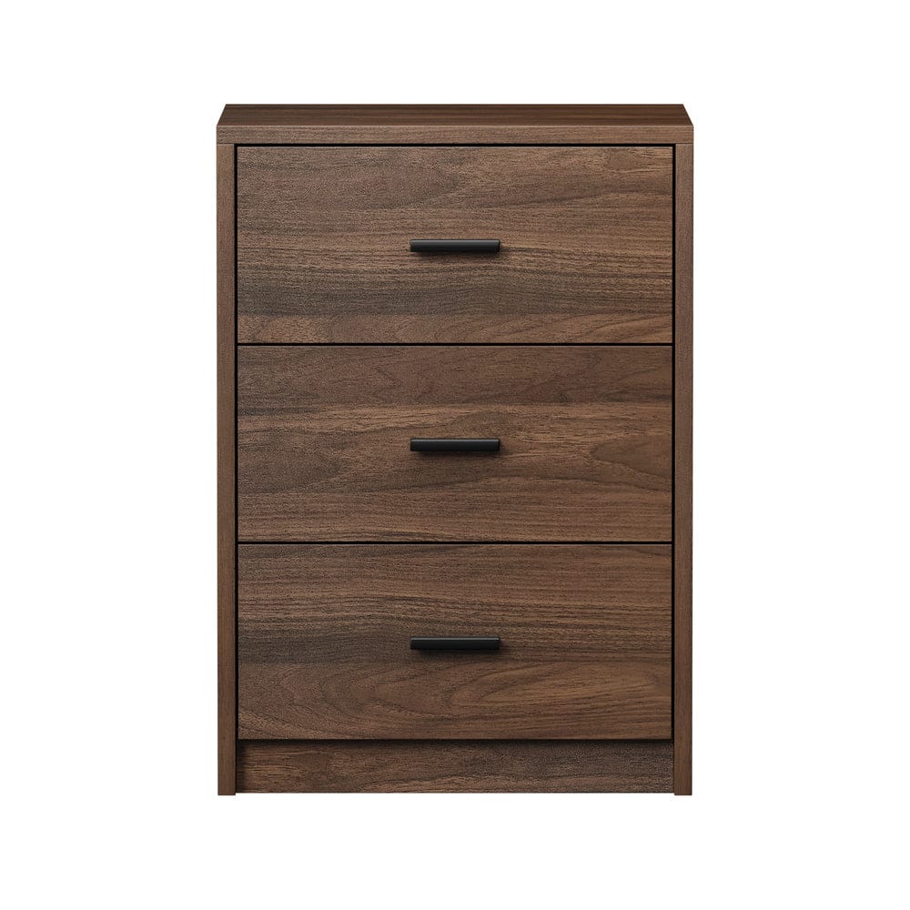 Oikiture Bedside Table Oikiture 2x Bedside Table 3 Drawers Nightstand Bedroom Storage Walnut