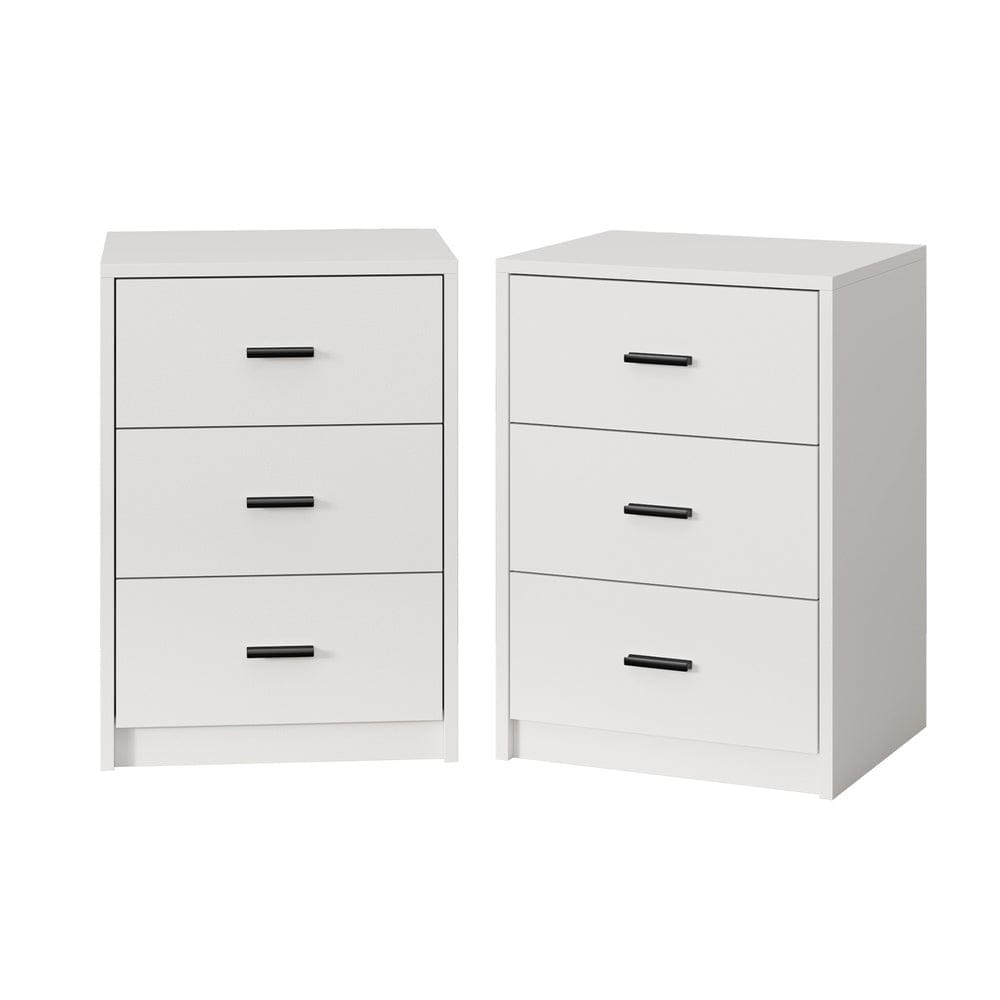 Oikiture Bedside Table Oikiture 2x Bedside Table 3 Drawers Nightstand Bedroom Storage White