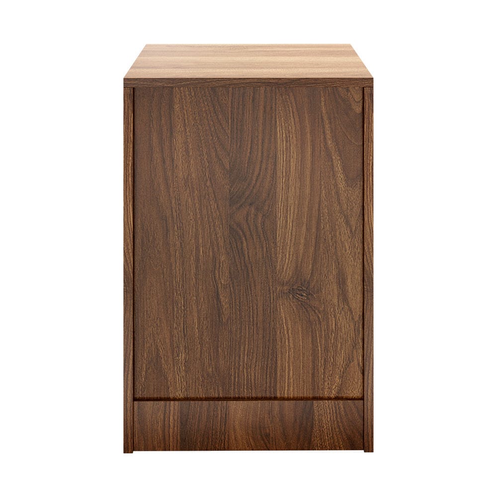 Oikiture Bedside Table Oikiture 2x Bedside Table 3 Drawers Side Table Storage Cabinet Walnut