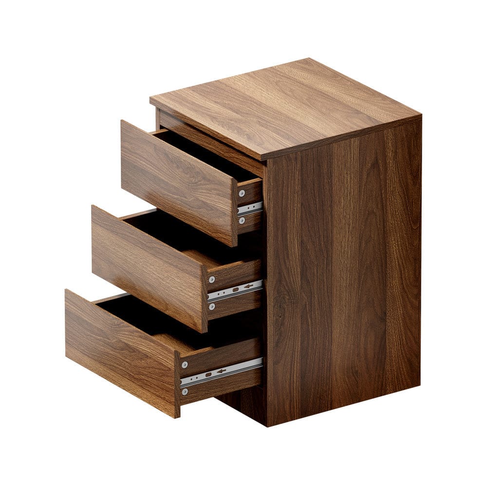 Oikiture Bedside Table Oikiture 2x Bedside Table 3 Drawers Side Table Storage Cabinet Walnut