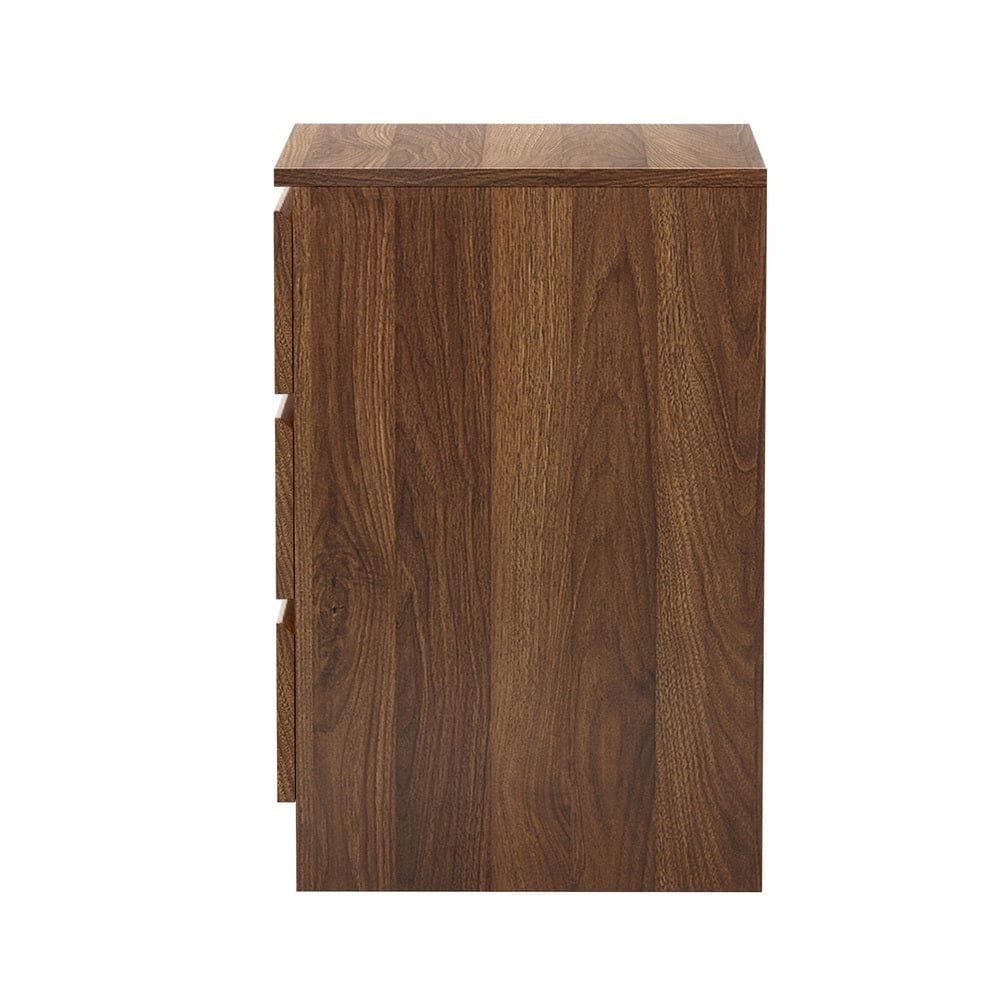 Oikiture Bedside Table Oikiture 2x Bedside Table 3 Drawers Side Table Storage Cabinet Walnut
